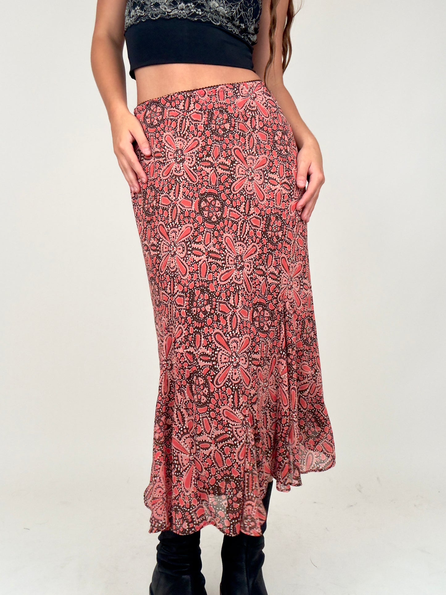 Pink Geometric Midi | Size 27” waist