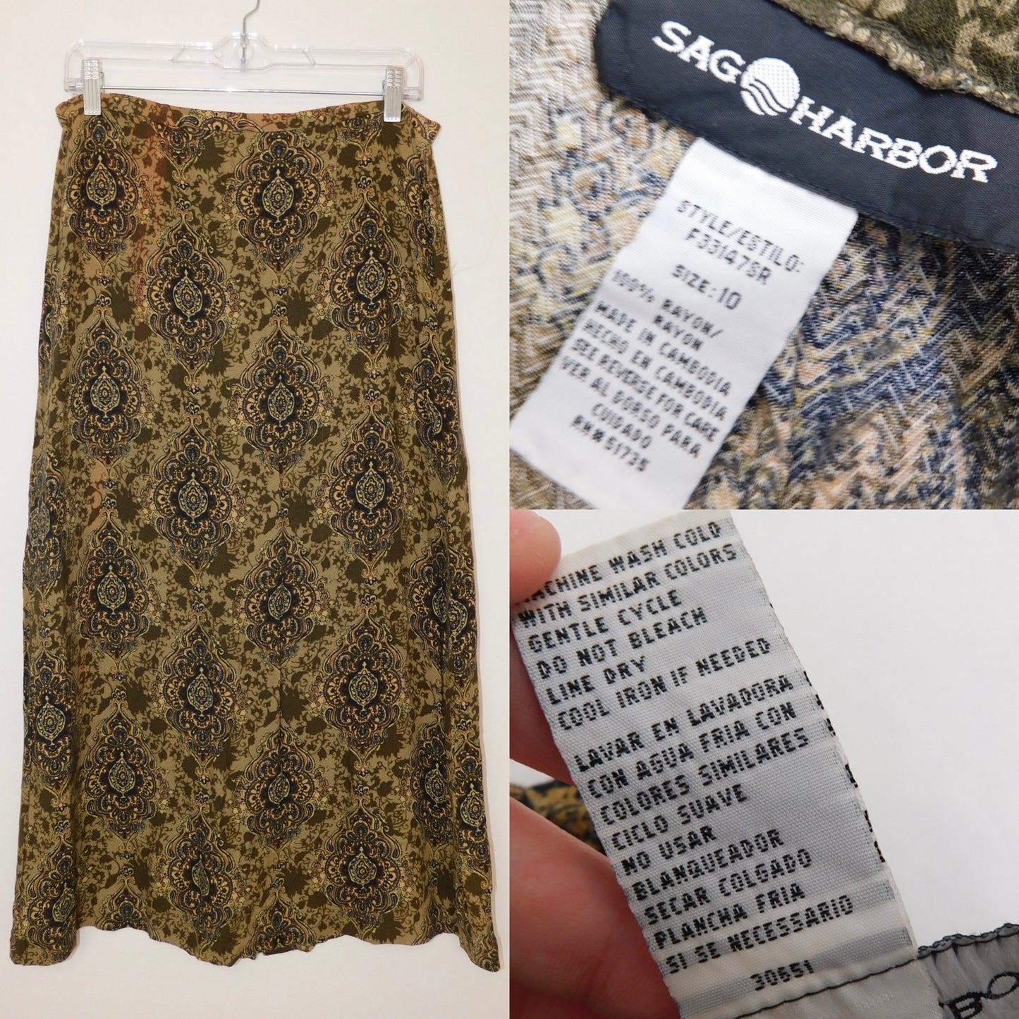 Green Printed Maxi Skirt | Size 10