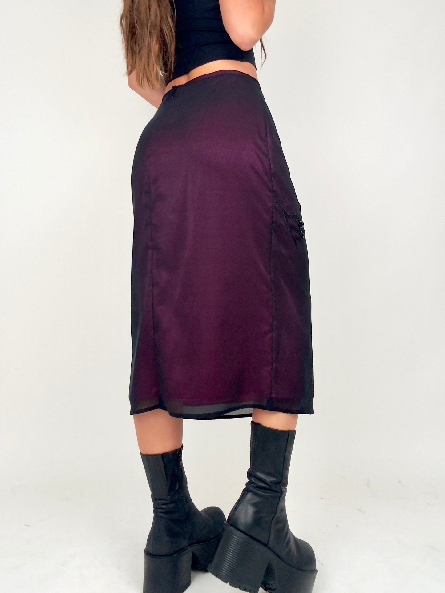 Beaded Silk Midi | Size 30” waist