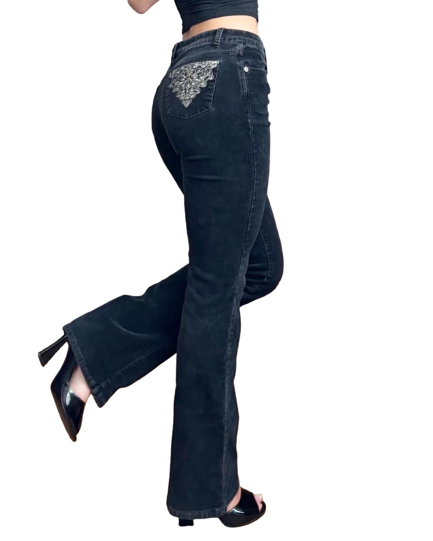 Embroidered 00’s Corduroy Flares | Size 6
