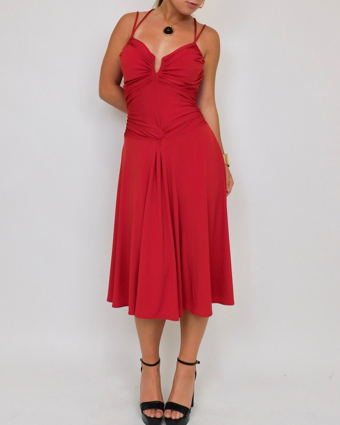 Y2K Red Midi Dress | Size 8