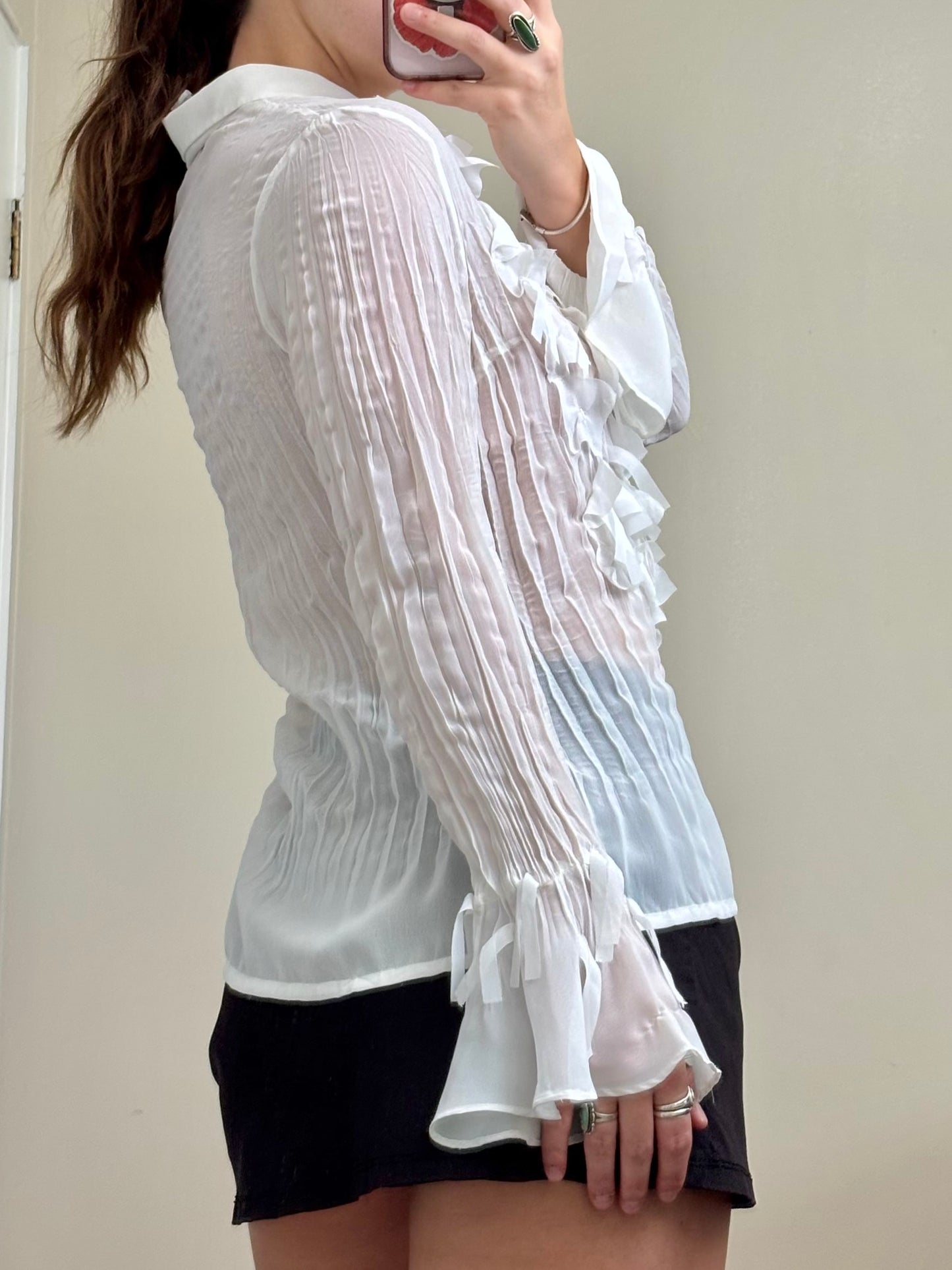 Notations 00's Mesh Ruffle Blouse | Size S
