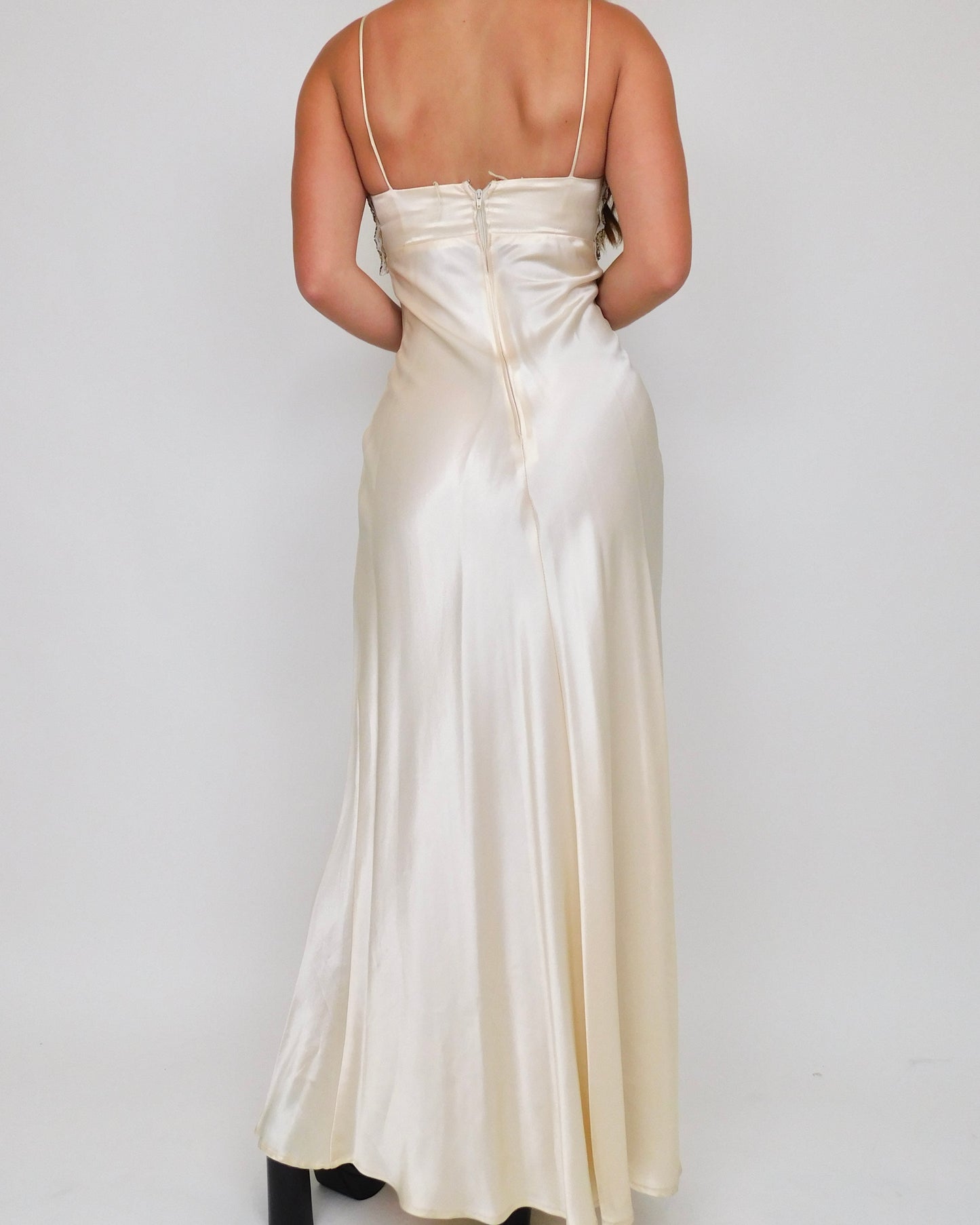 Cream Beaded Gown | Size 2