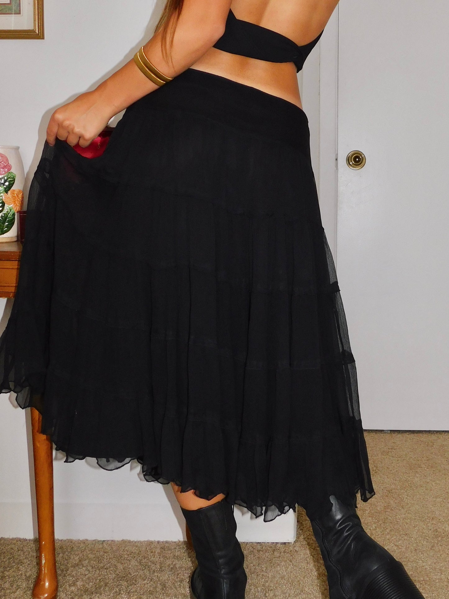 Maria Tiered Silk maxi | Size 30” waist