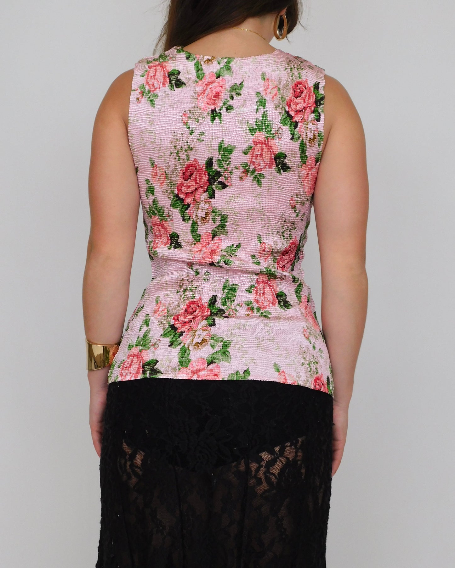 Pink Floral Tank | Size L