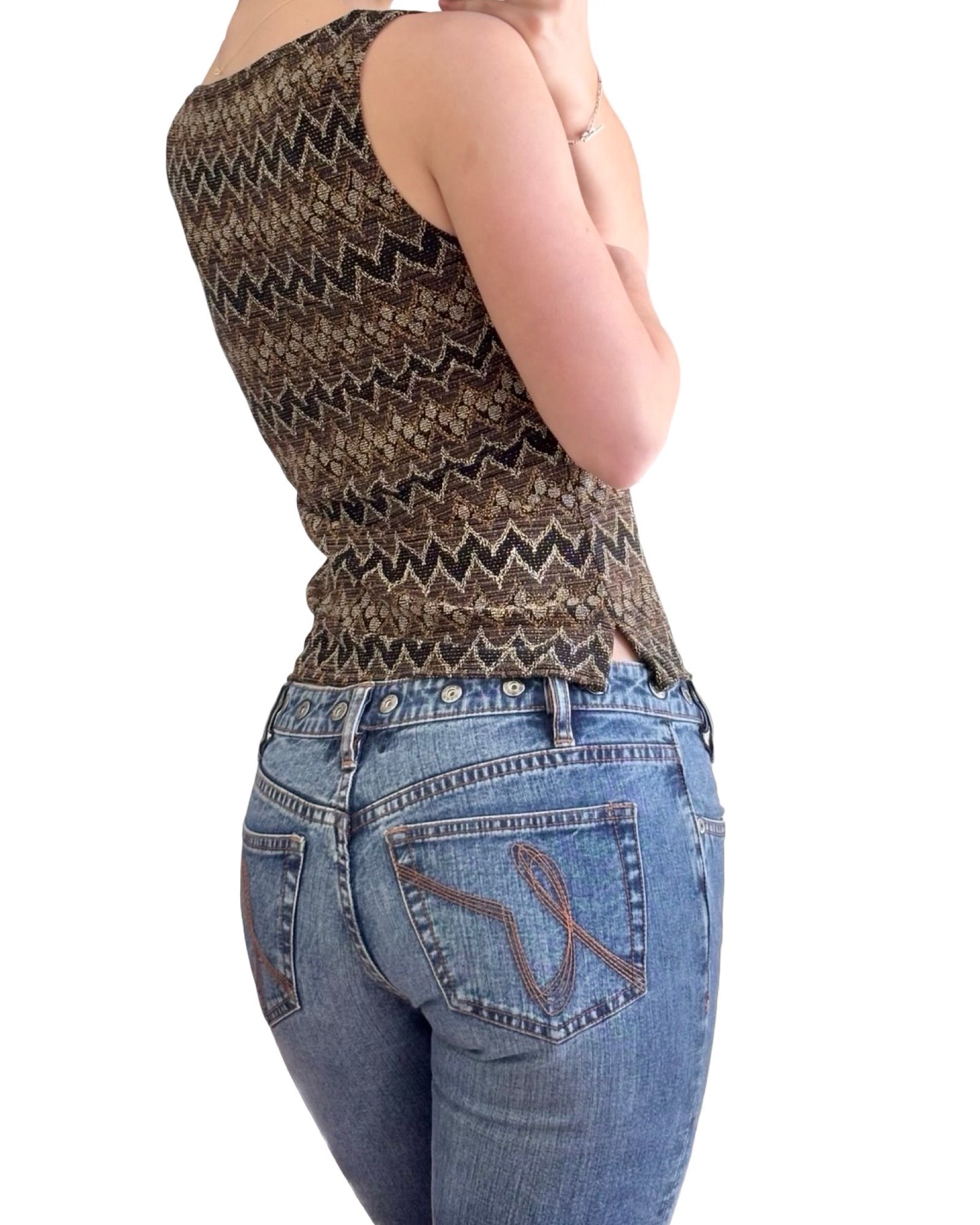 Boat neck 90's Stretch Top | Size M