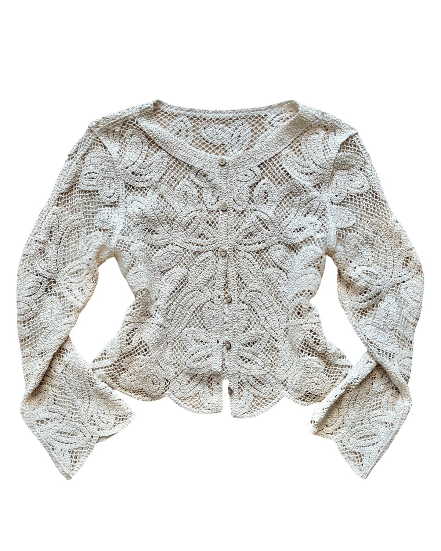 Cream Crochet Cardigan | Size M