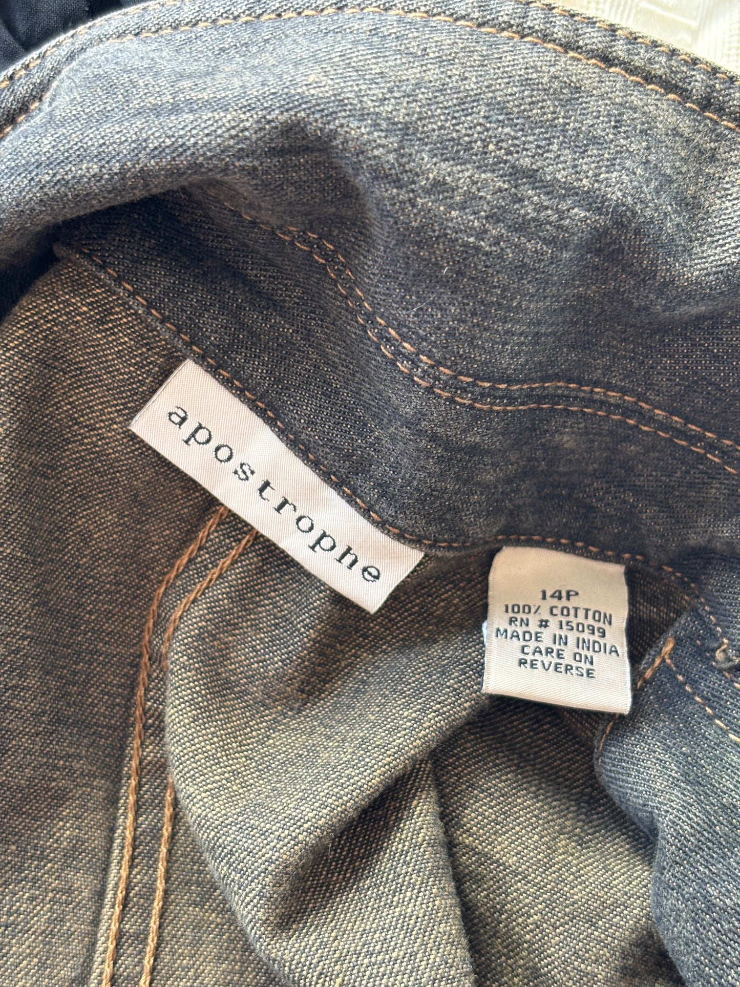 Apostrophe 90's Embroidered Denim Blazer | Size 14P