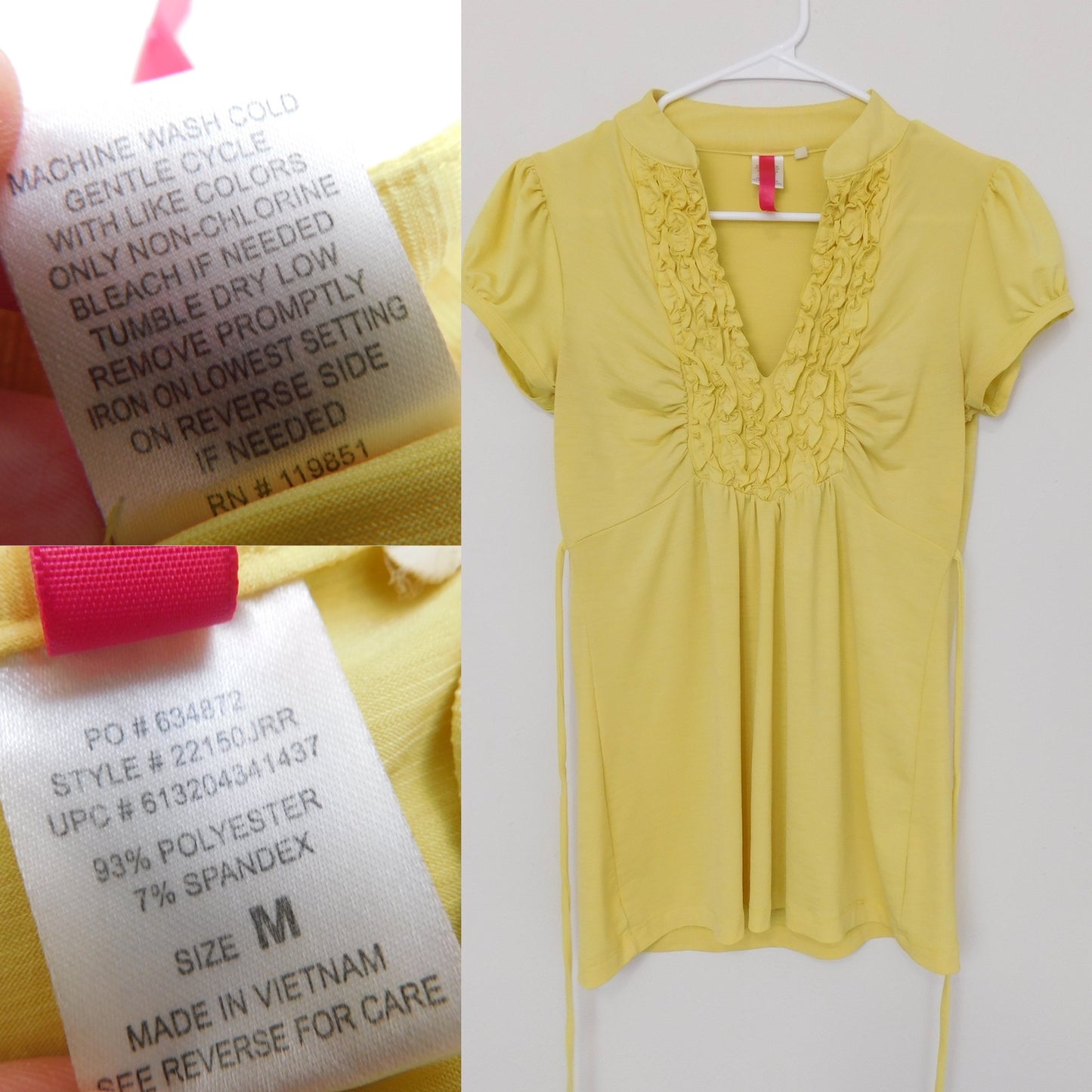 Y2K Yellow Tie Back Blouse | Size M