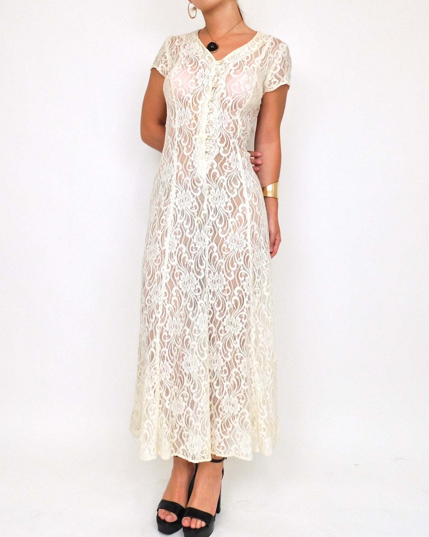 Vintage Lace Maxi Dress | Size S