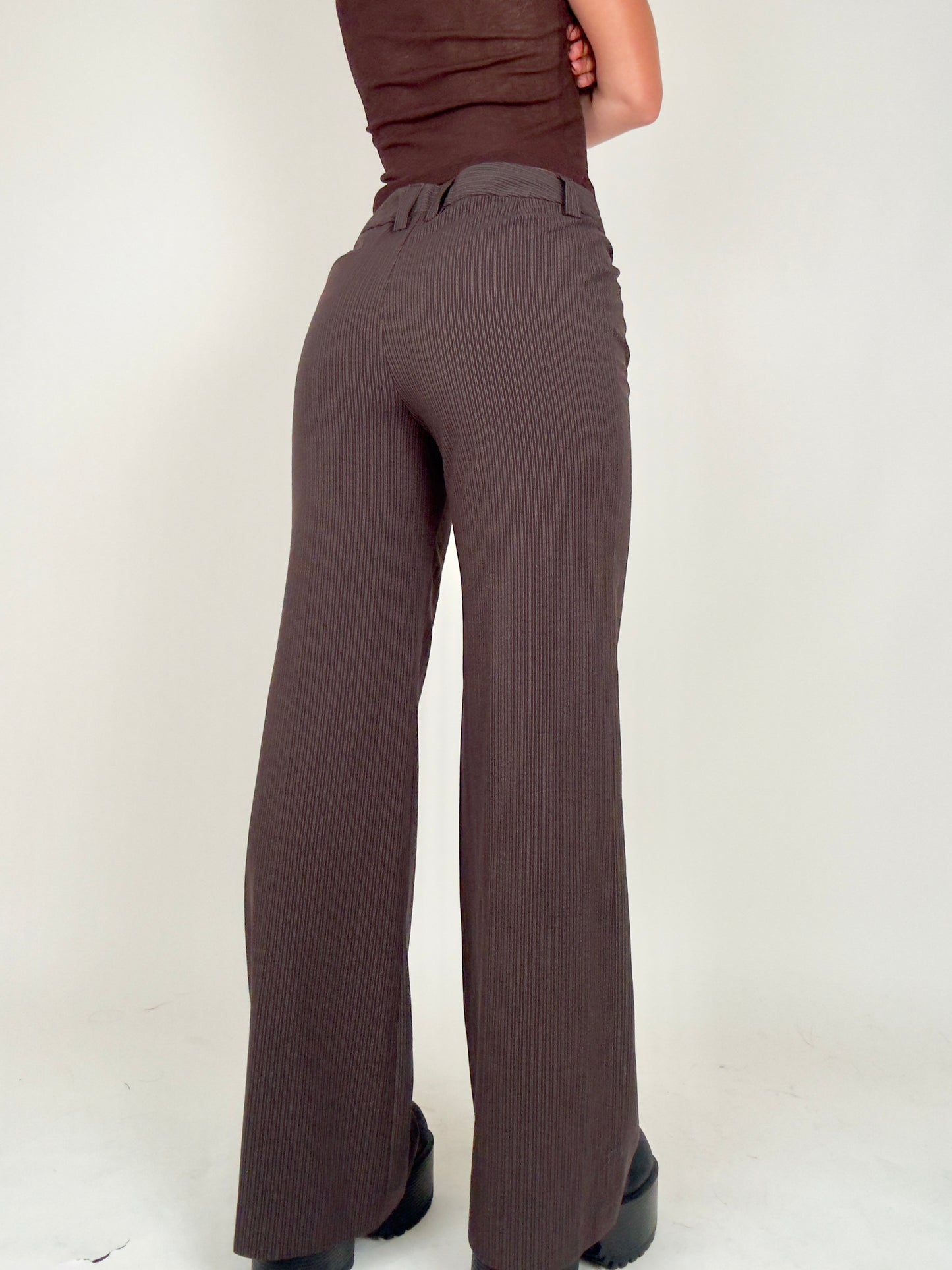 Andi Brown Pinstripe Trousers | Size US 4