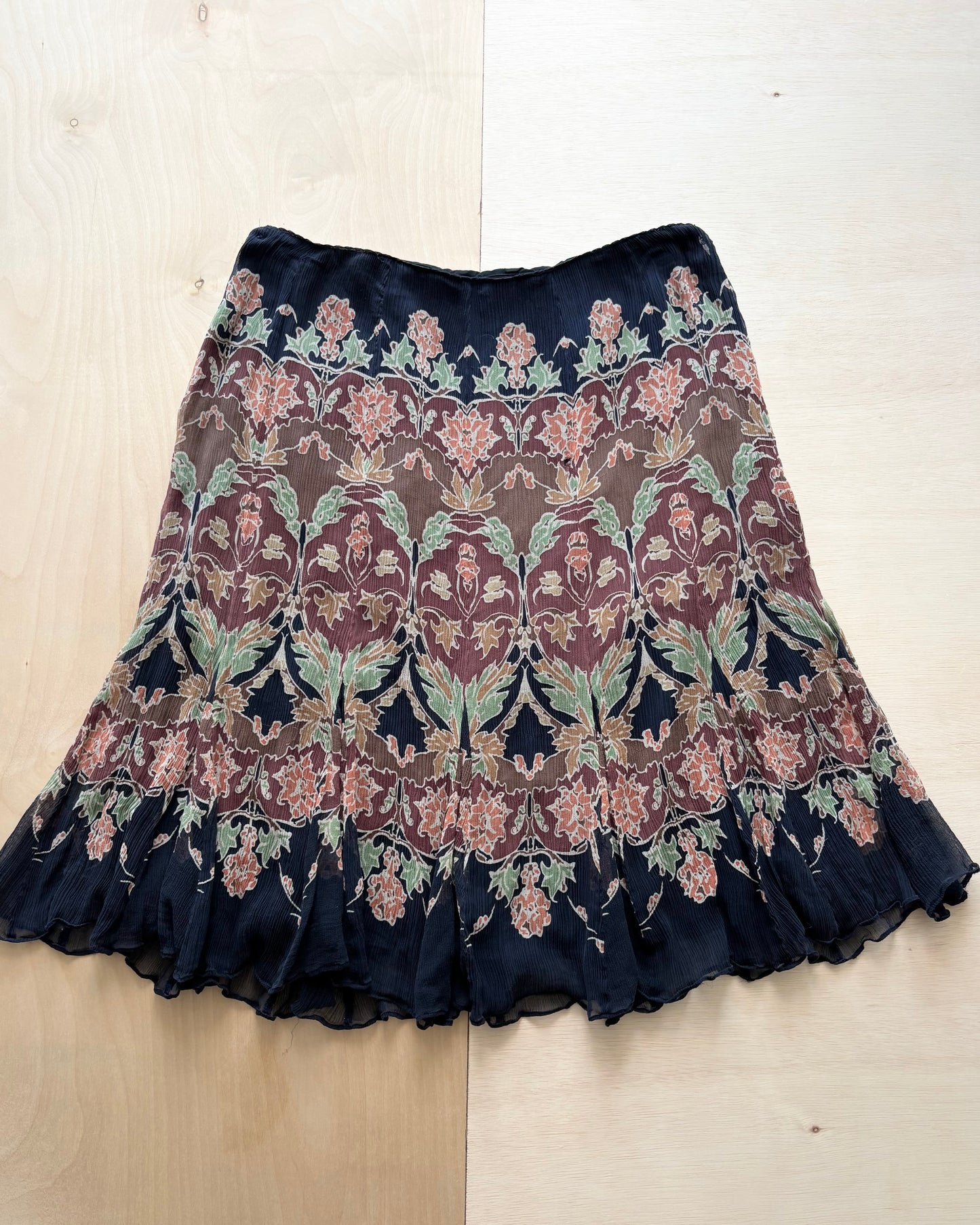 Y2K Silk Printed Skirt | Size 32” waist