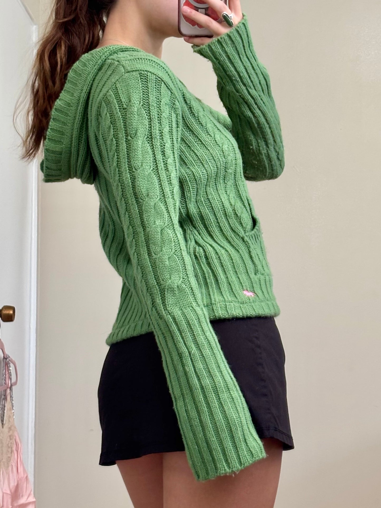 Green 00's Knit Hoodie | Size L