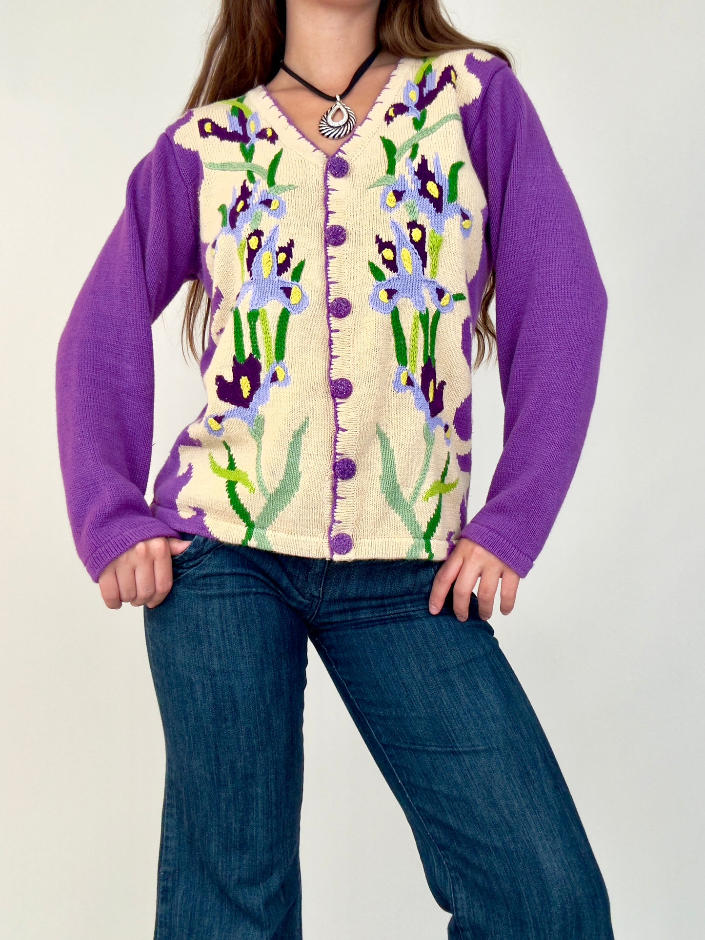 Purple Floral Sweater