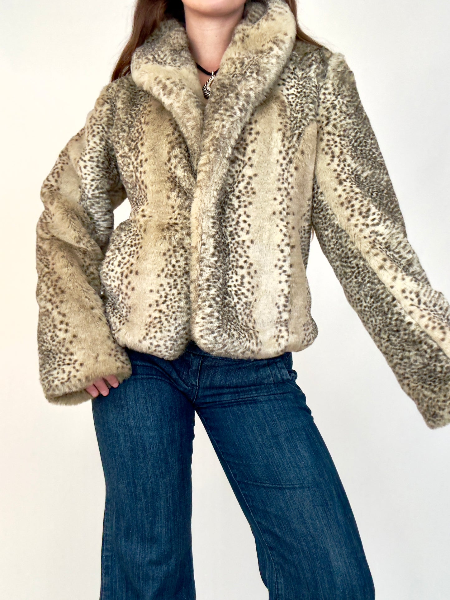 Cheetah Print Fur Jacket | Size M