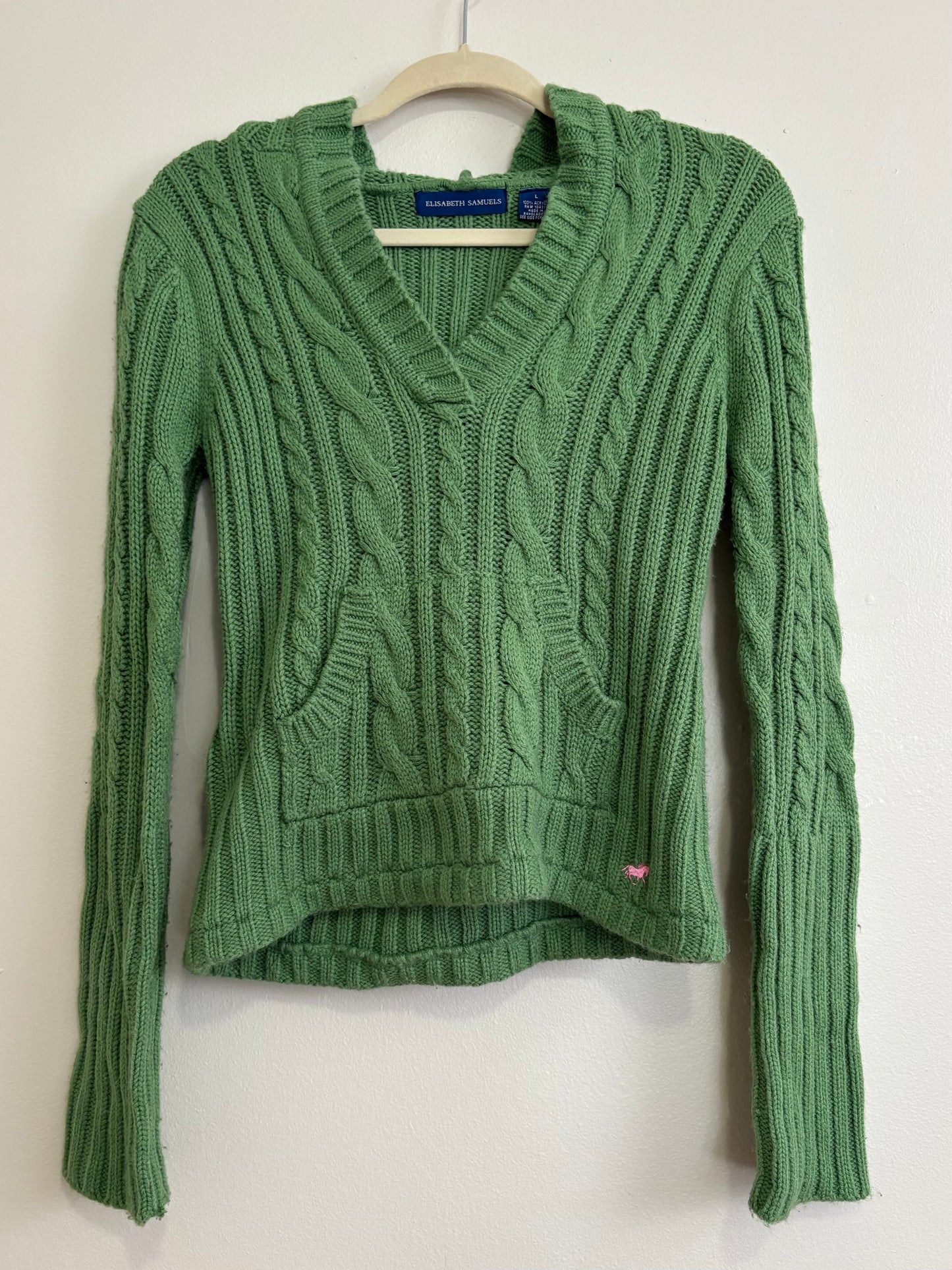 Green 00's Knit Hoodie | Size L