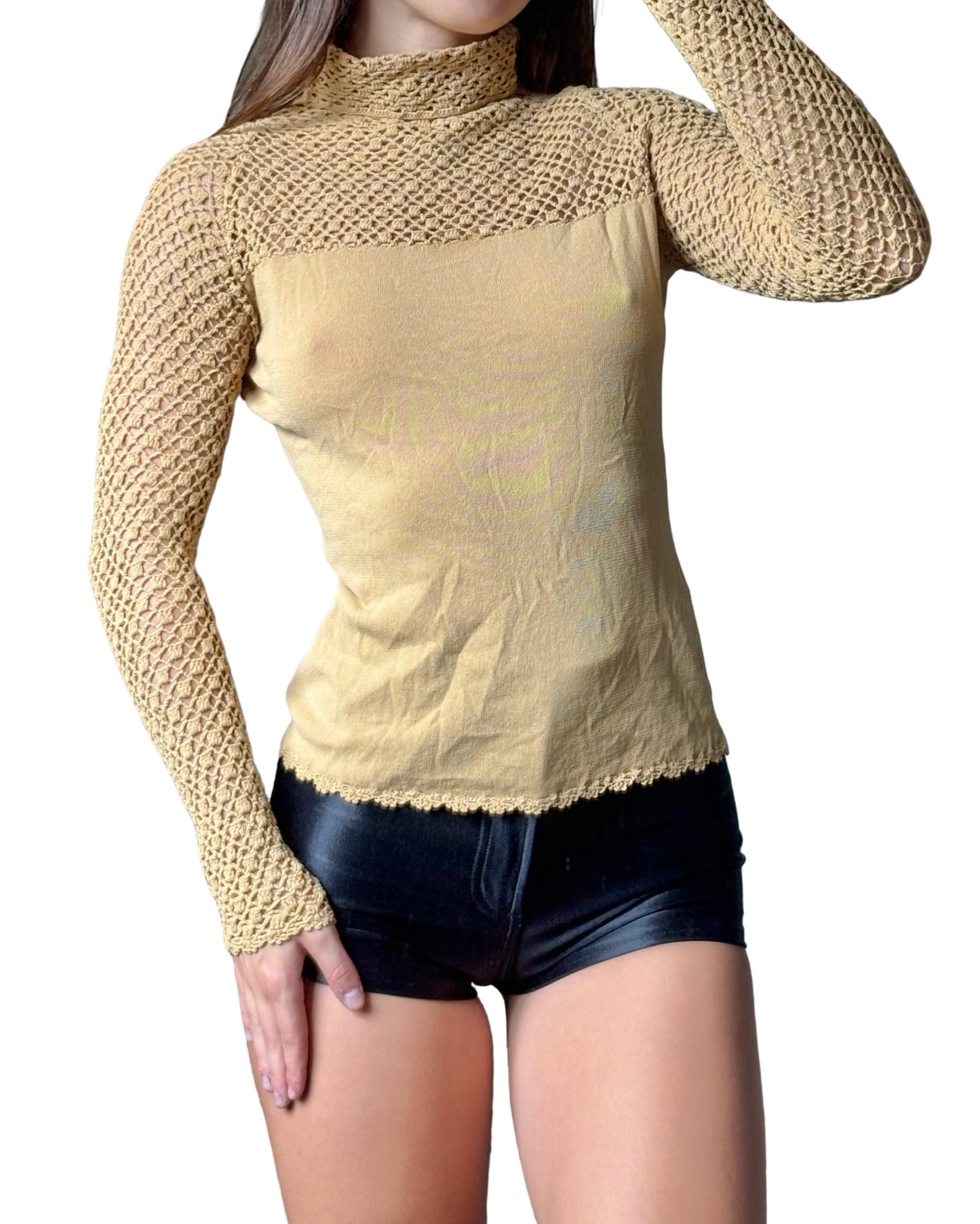 Tan 90’s Knit Top | Size M