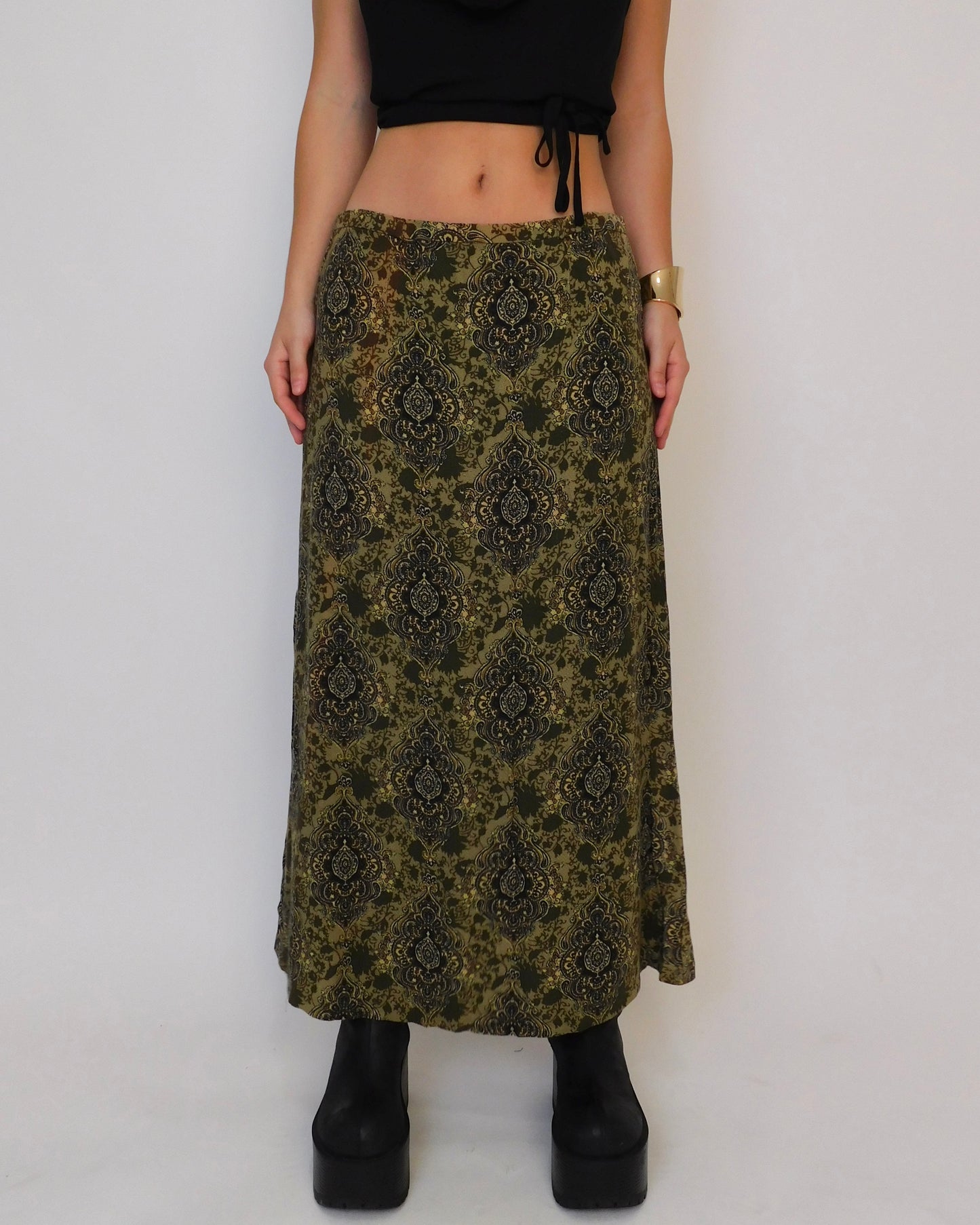 Green Printed Maxi Skirt | Size 10