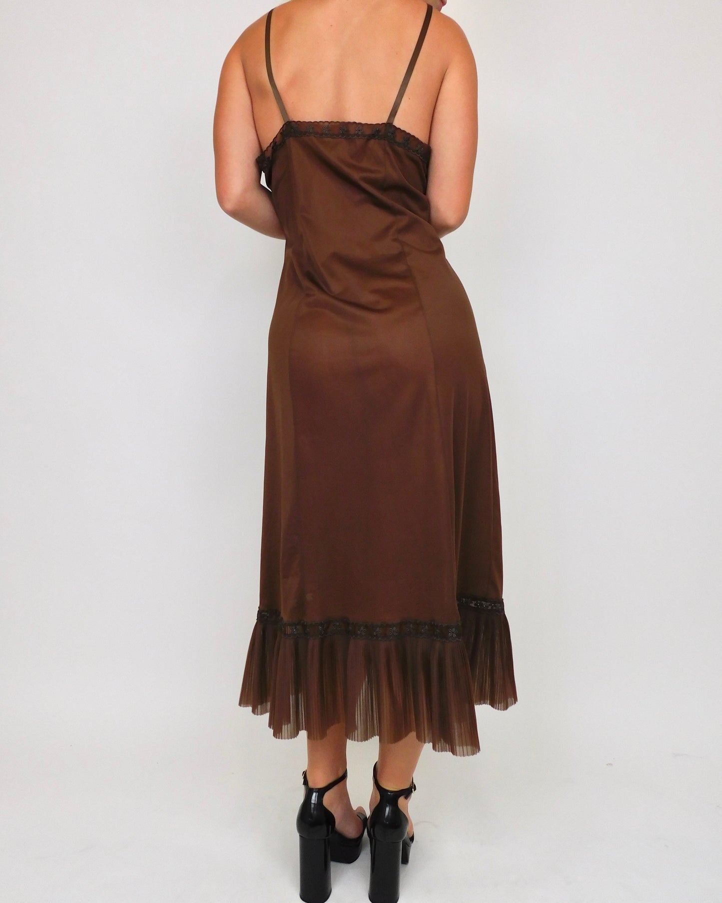 Vintage Brown Slip Dress | Size L