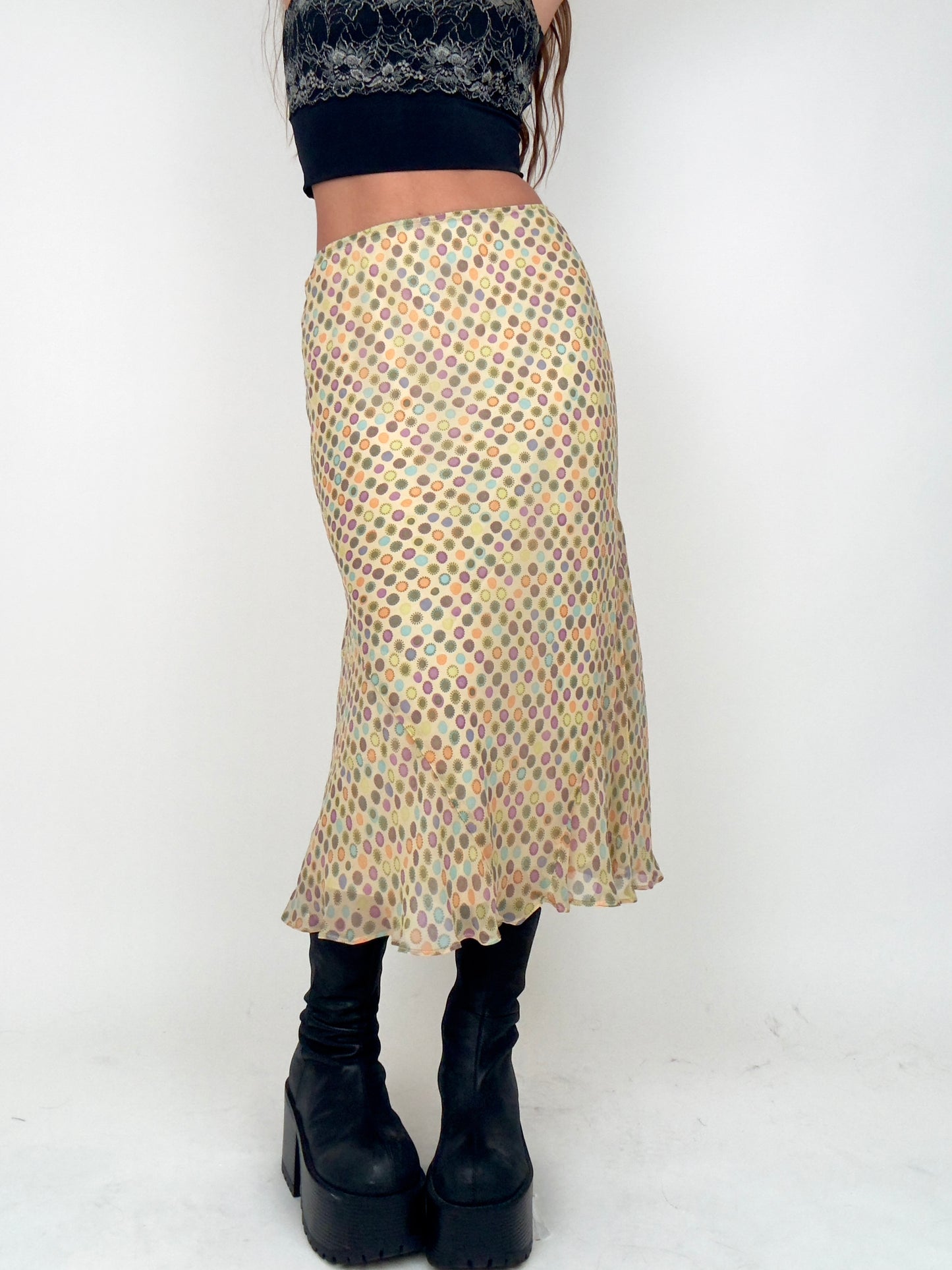Yellow Geometric Midi | Size 28” waist