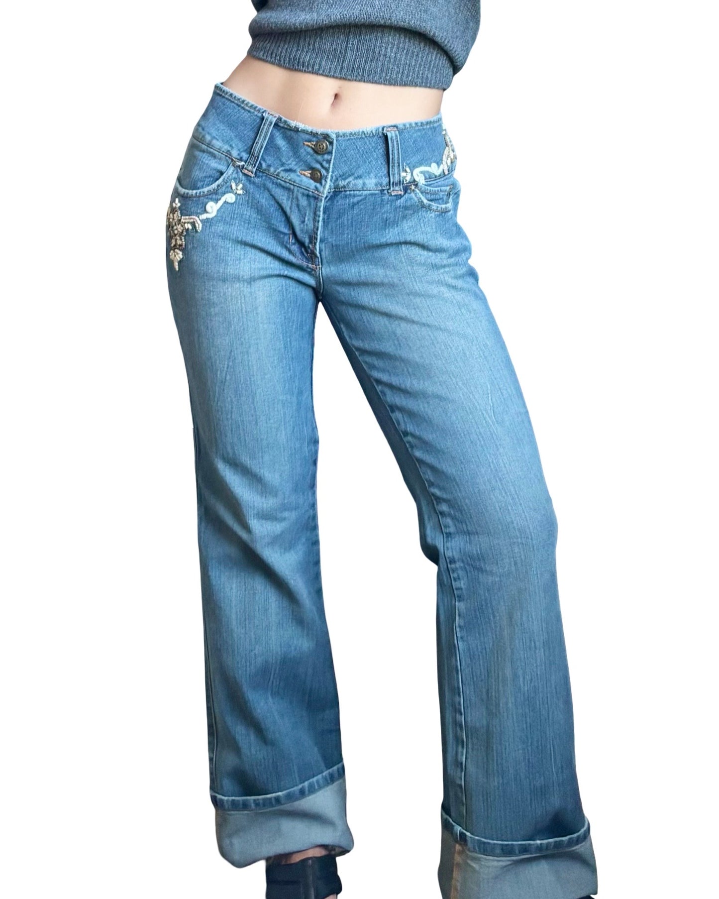 Beaded 00’s Flare Jeans | Size 32” waist