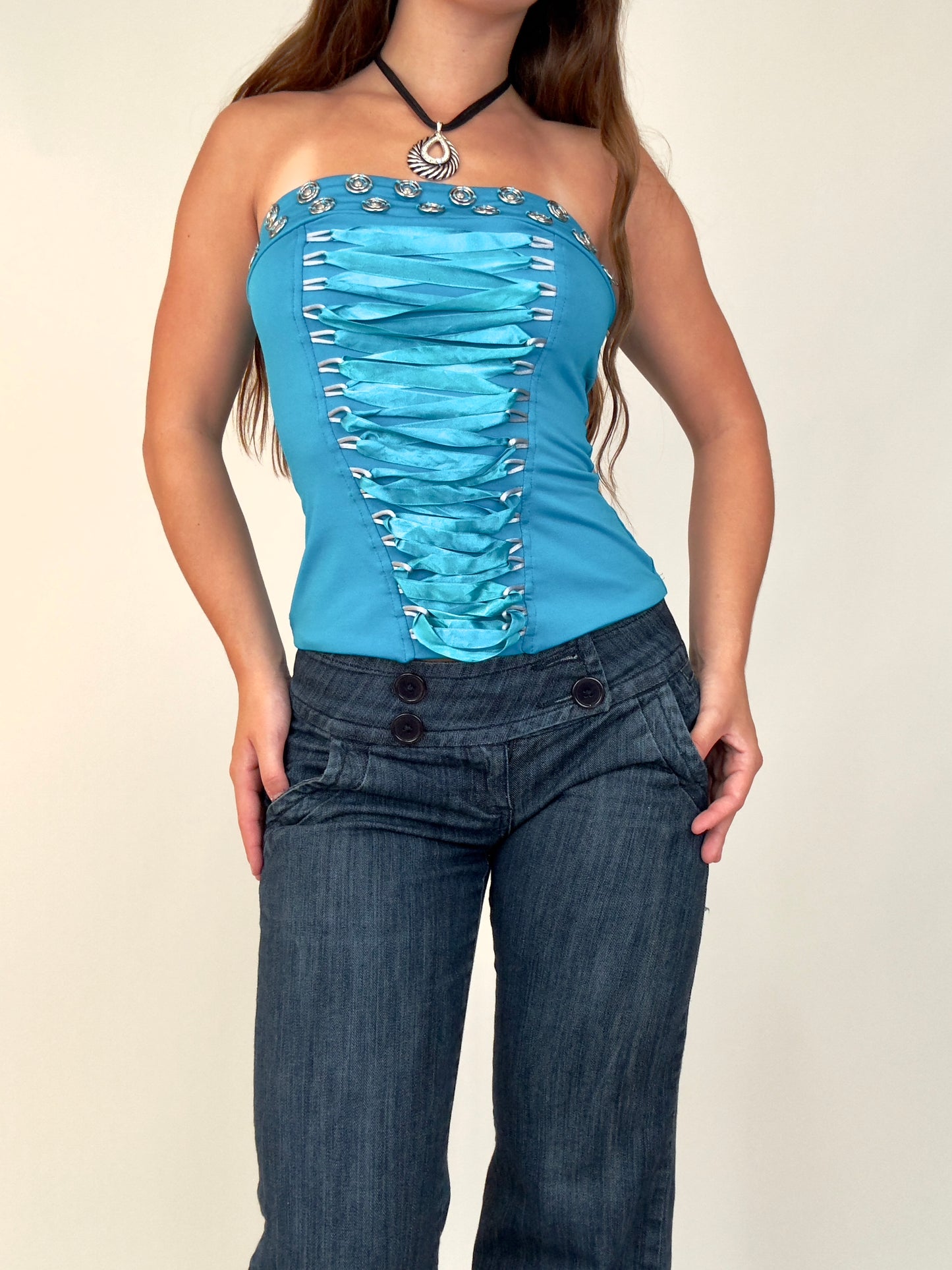 Blue Corset Top | Size Small