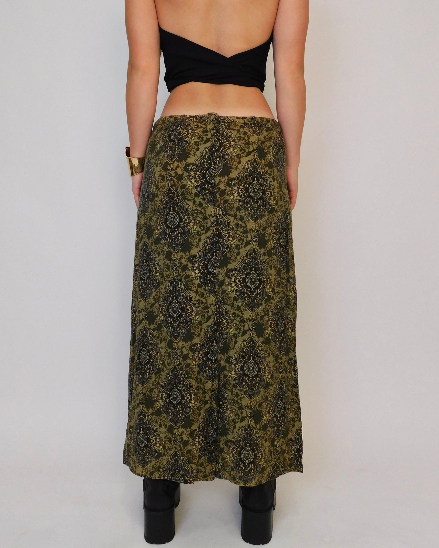 Green Printed Maxi Skirt | Size 10