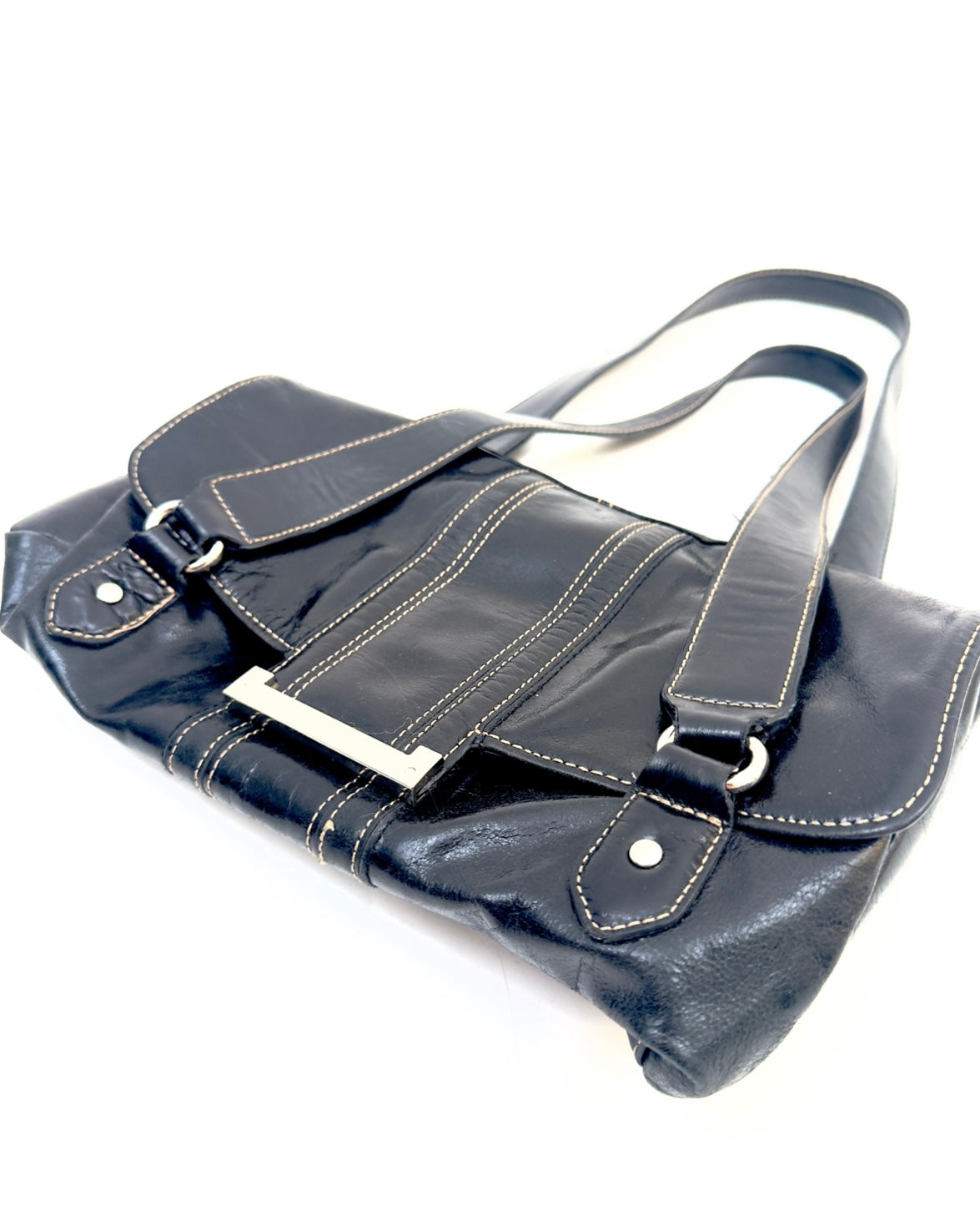 90’s Black Leather Buckle Purse