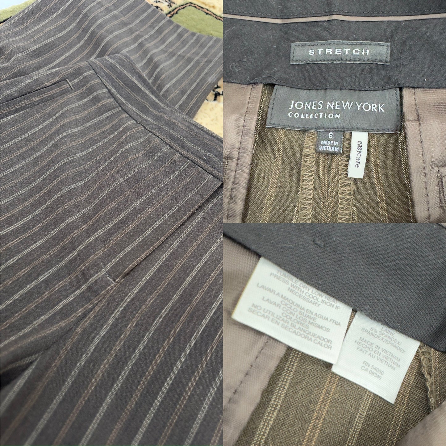 Brown Pinstripe Trousers | Size US 6