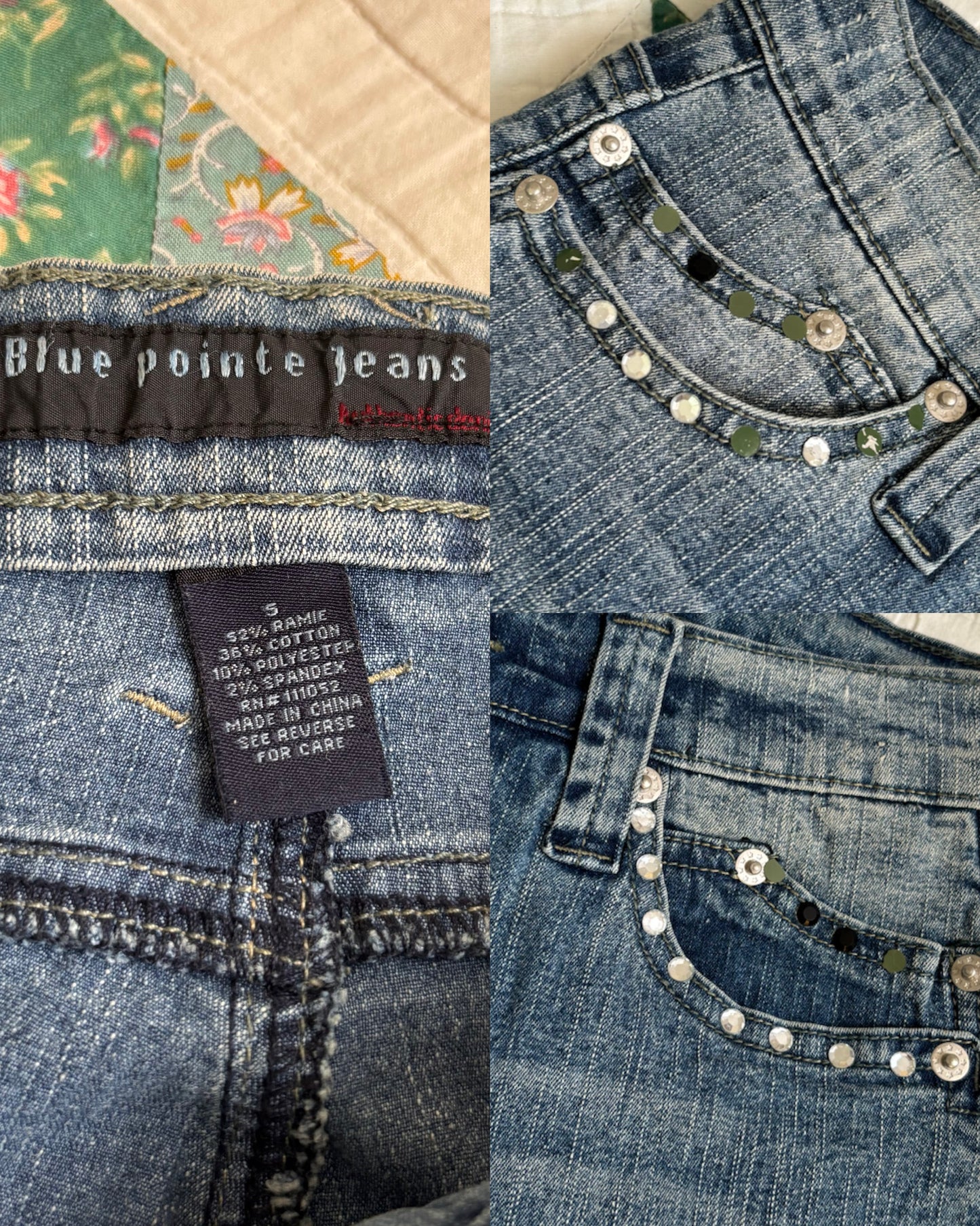 Blue Pointe Lace Flare Jeans | Size 27” waist