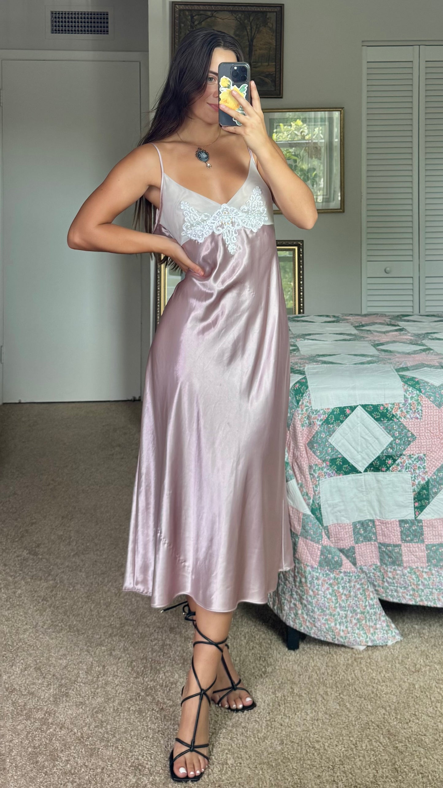 Baby Pink Beaded Slip | Size M