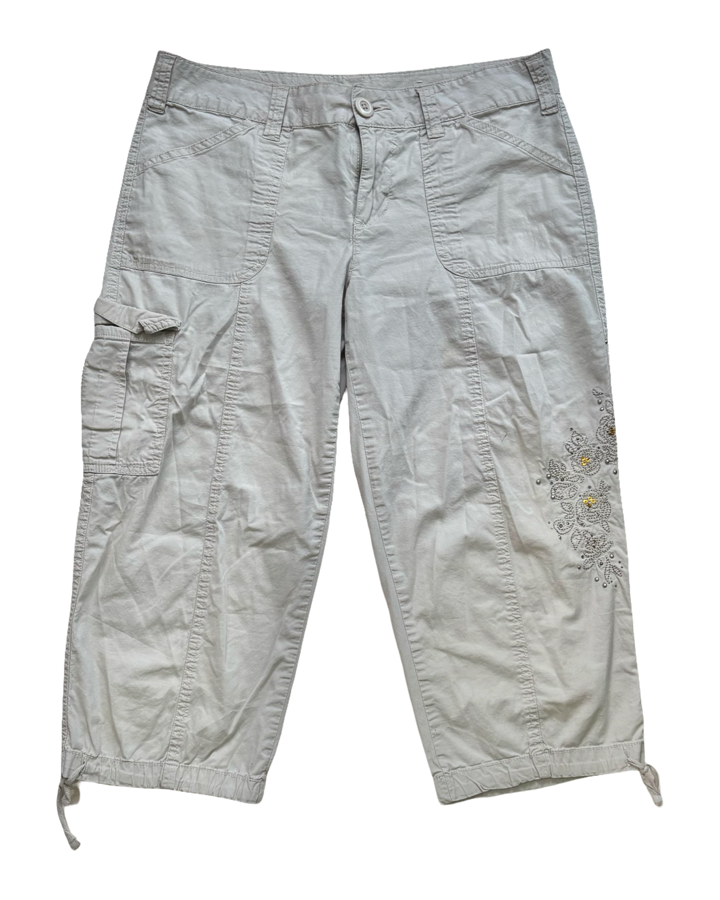 Beaded Cargo Capris | Size 31” waist