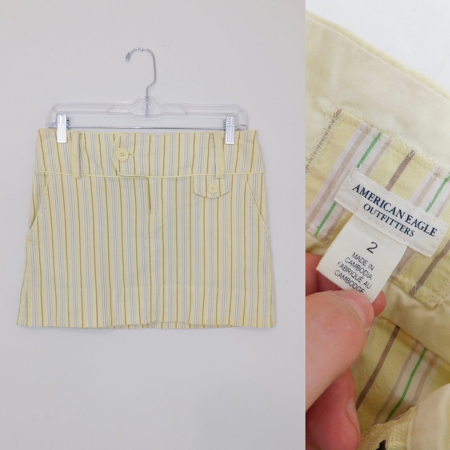 Y2K Yellow striped mini skirt | Size 2