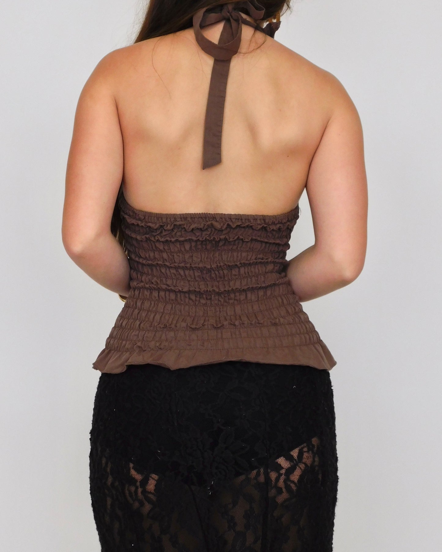 Y2K Ruffle Halter Blouse | Size M