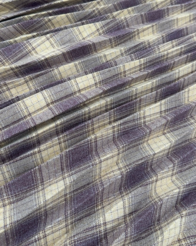 Pleated Plaid Midi | Size 24” waist
