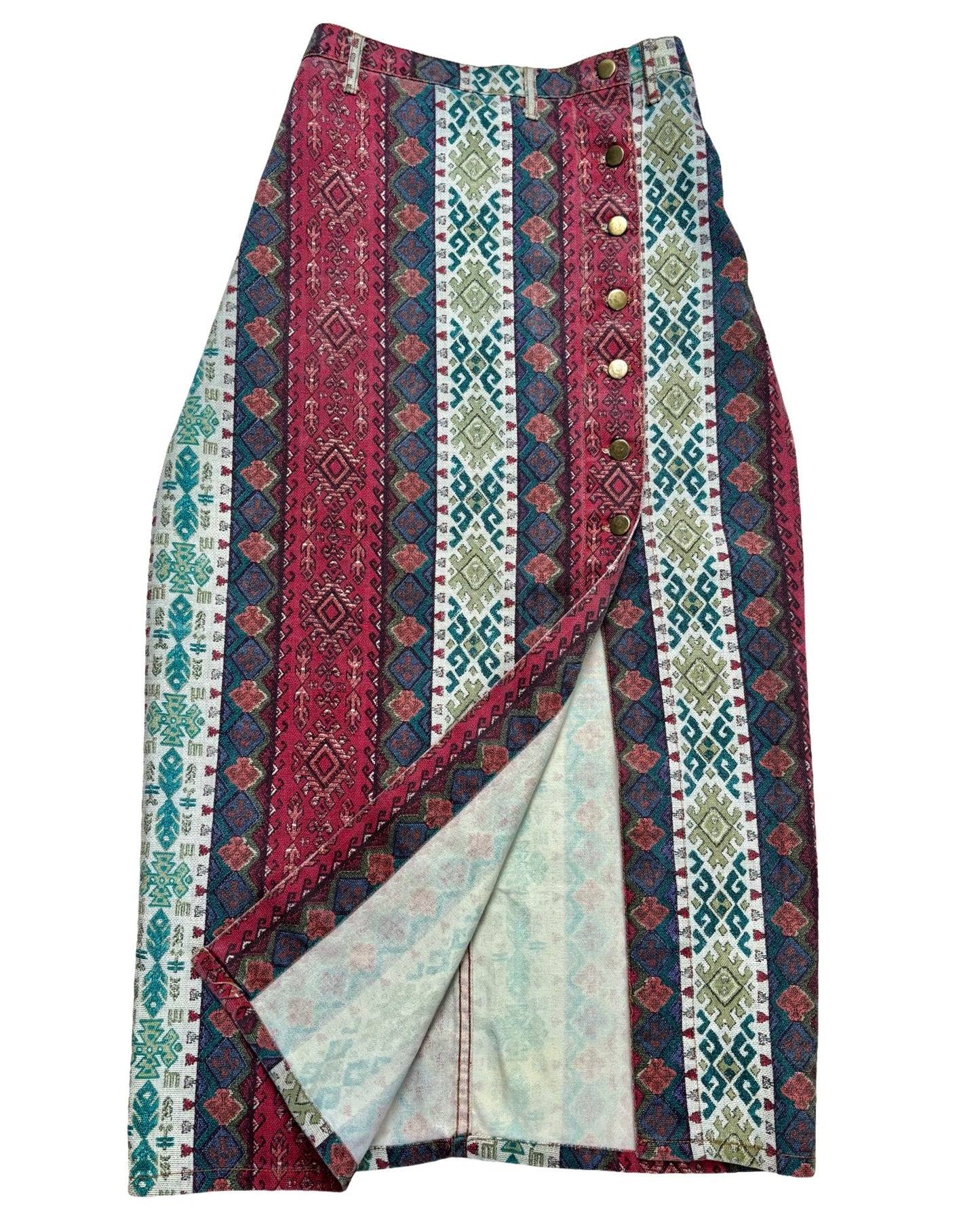 Vintage Printed Denim Skirt | 32” waist