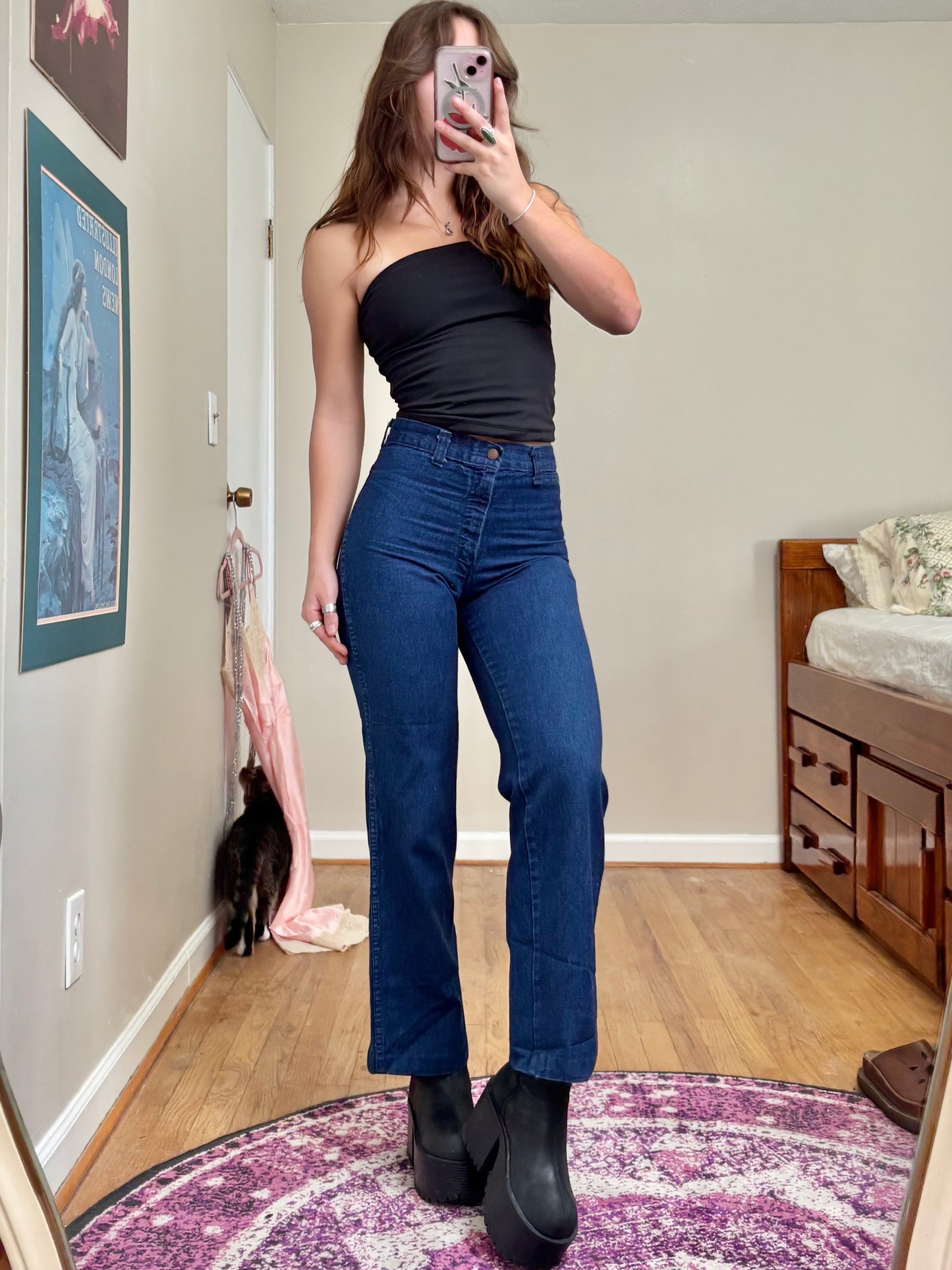 Embroidered 70's Denim | Size 26" Waist