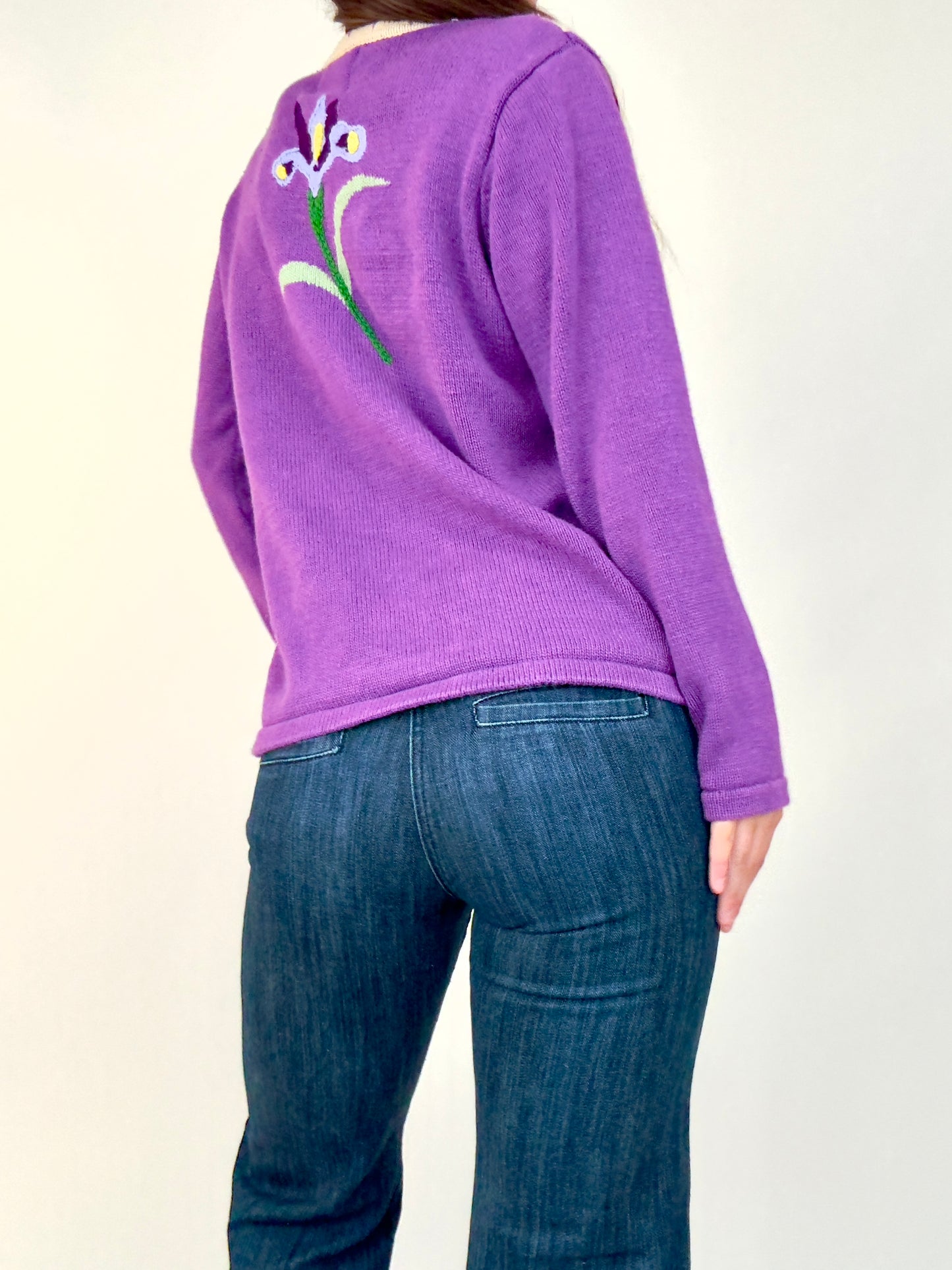 Purple Floral Sweater