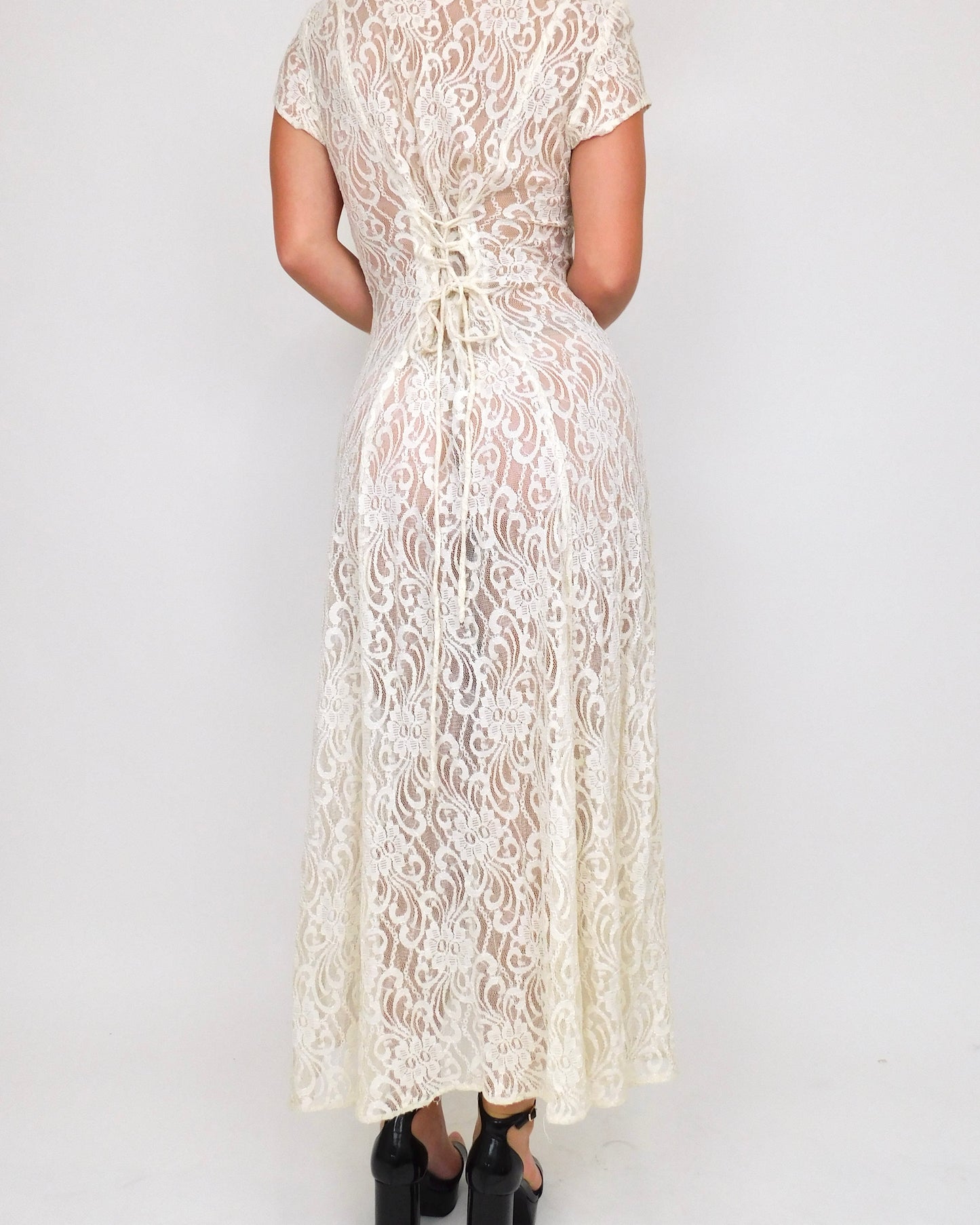 Vintage Lace Maxi Dress | Size S