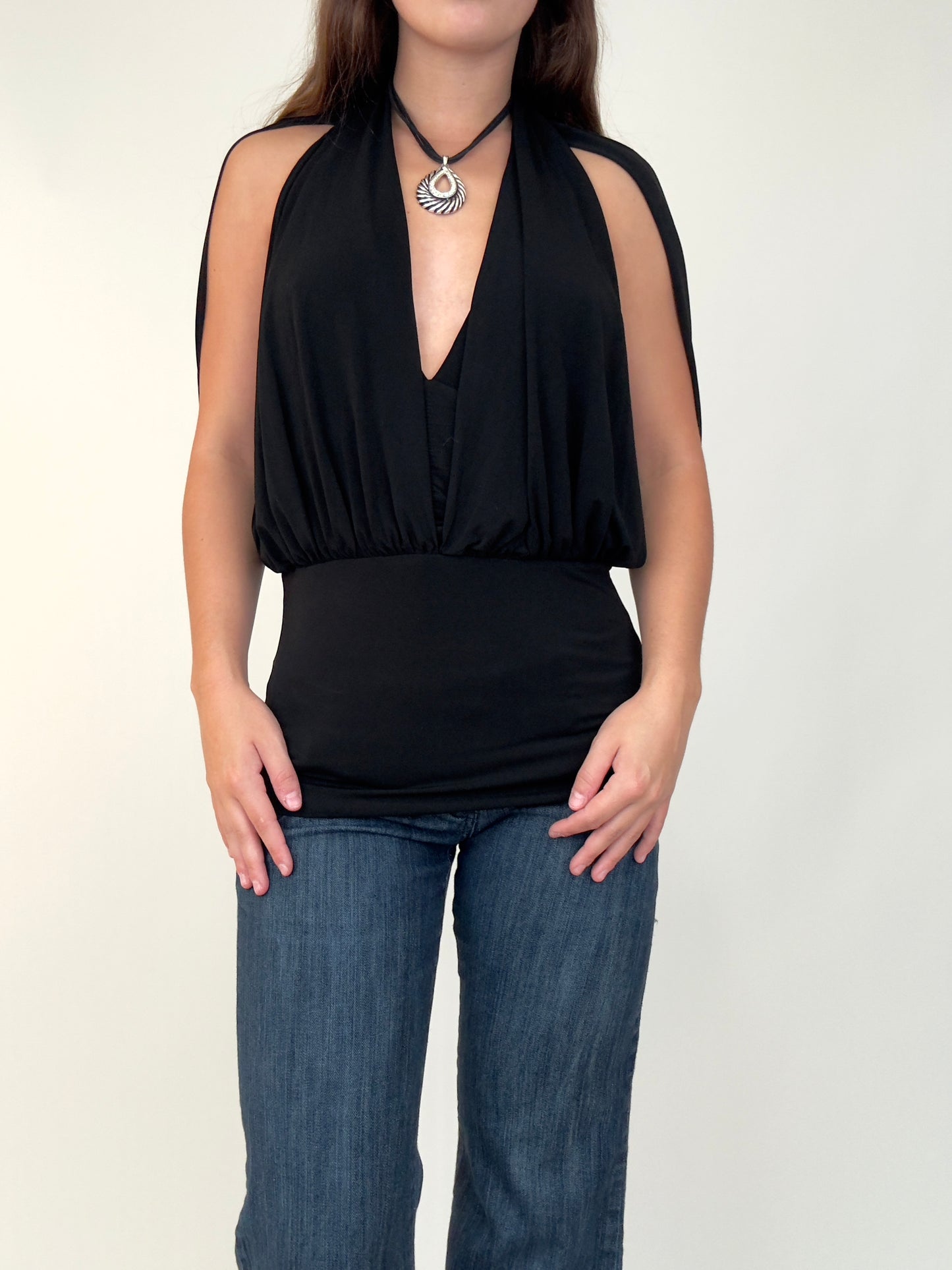 Black Plunge Blouse #2 | Size M