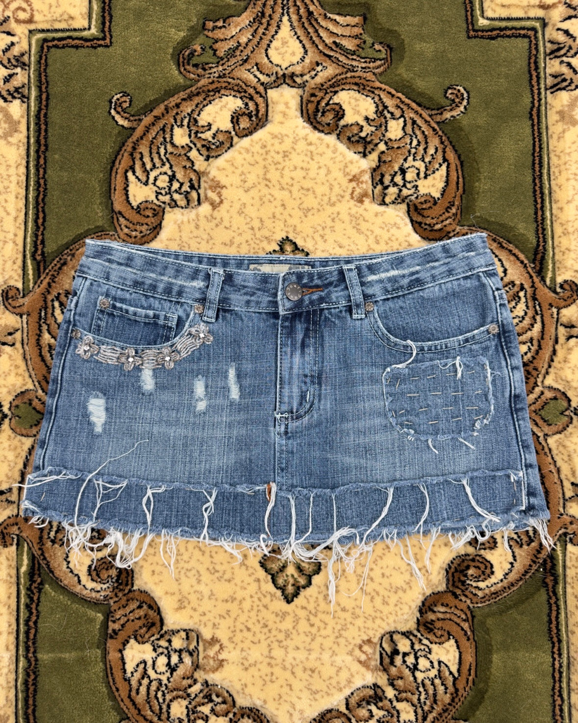 Distressed Denim Mini | Size 30” waist