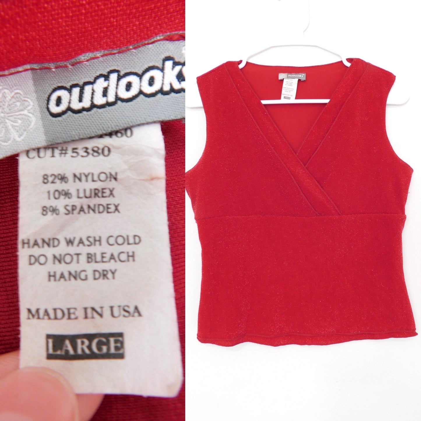90’s Red Shimmer Blouse | Size L