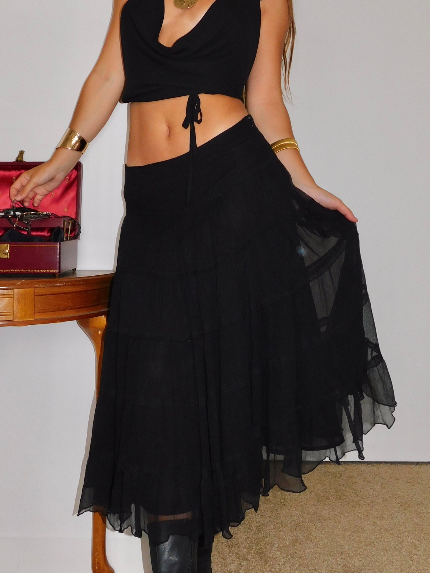 Maria Tiered Silk maxi | Size 30” waist