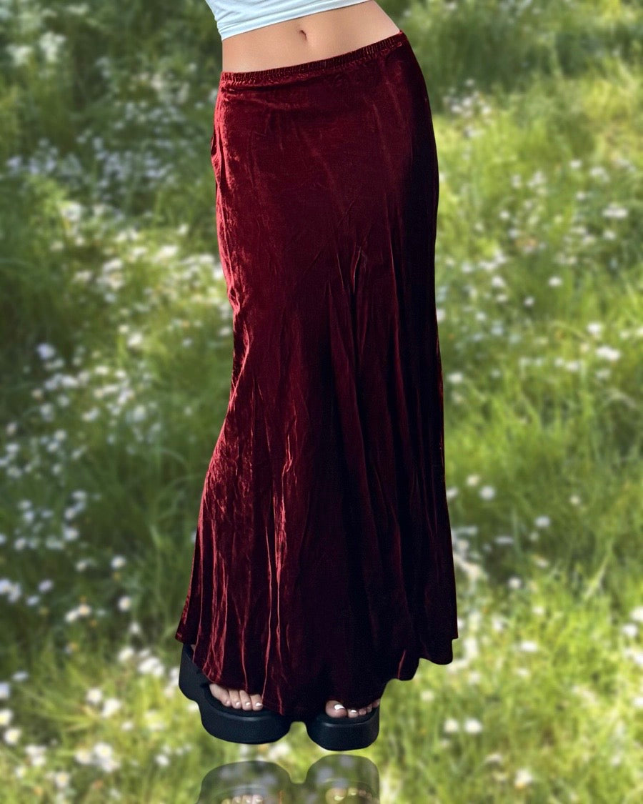 Velvet 90’s Maxi Skirt | Size 26” waist