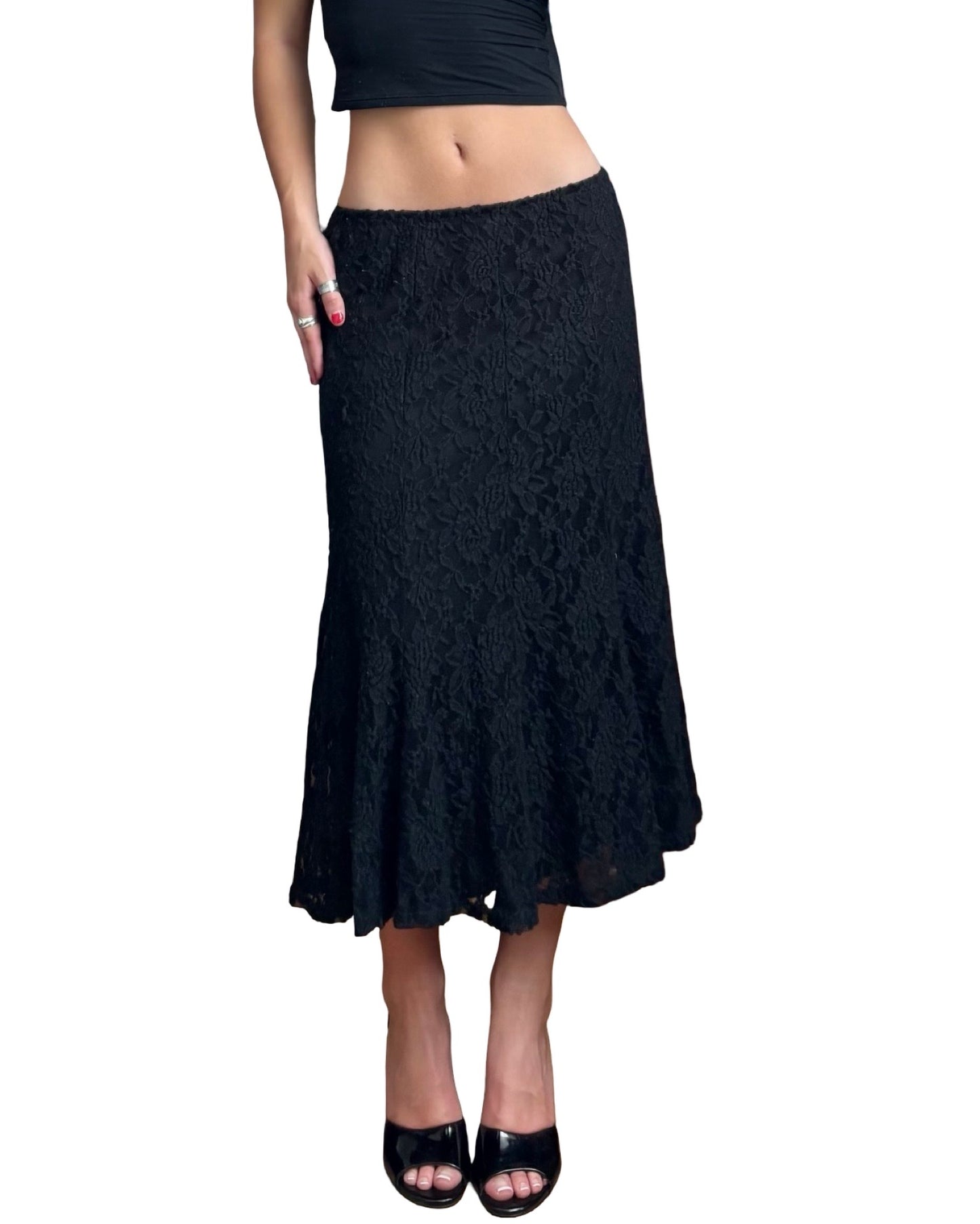 Lace 00’s Midi Skirt | Size 28” Waist