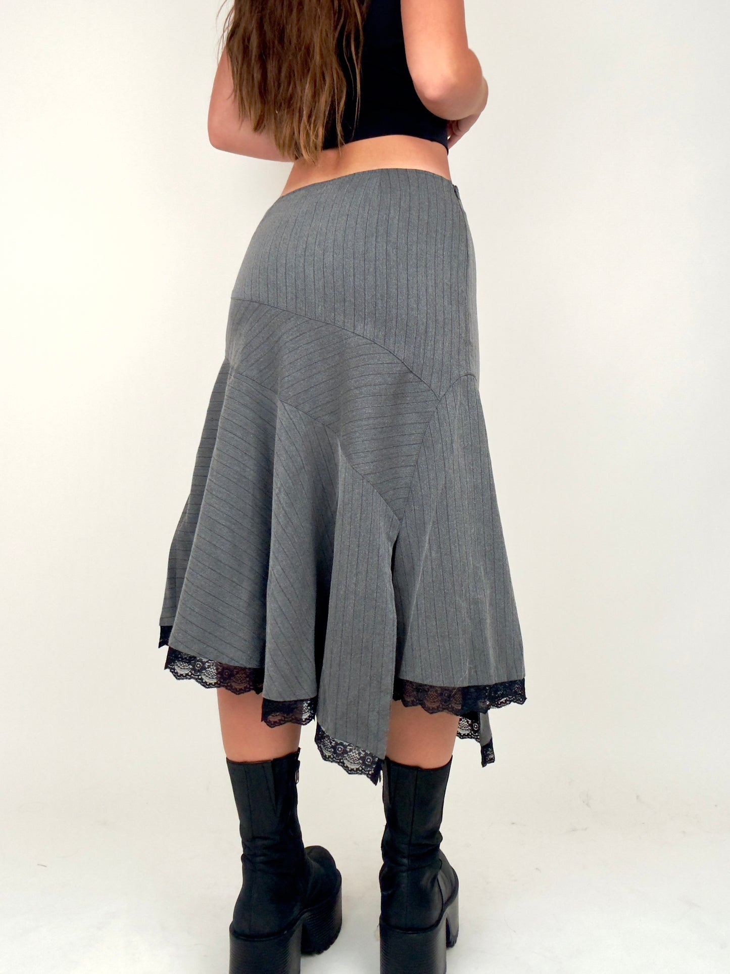 Pinstripe Lace Midi | Size 30” waist