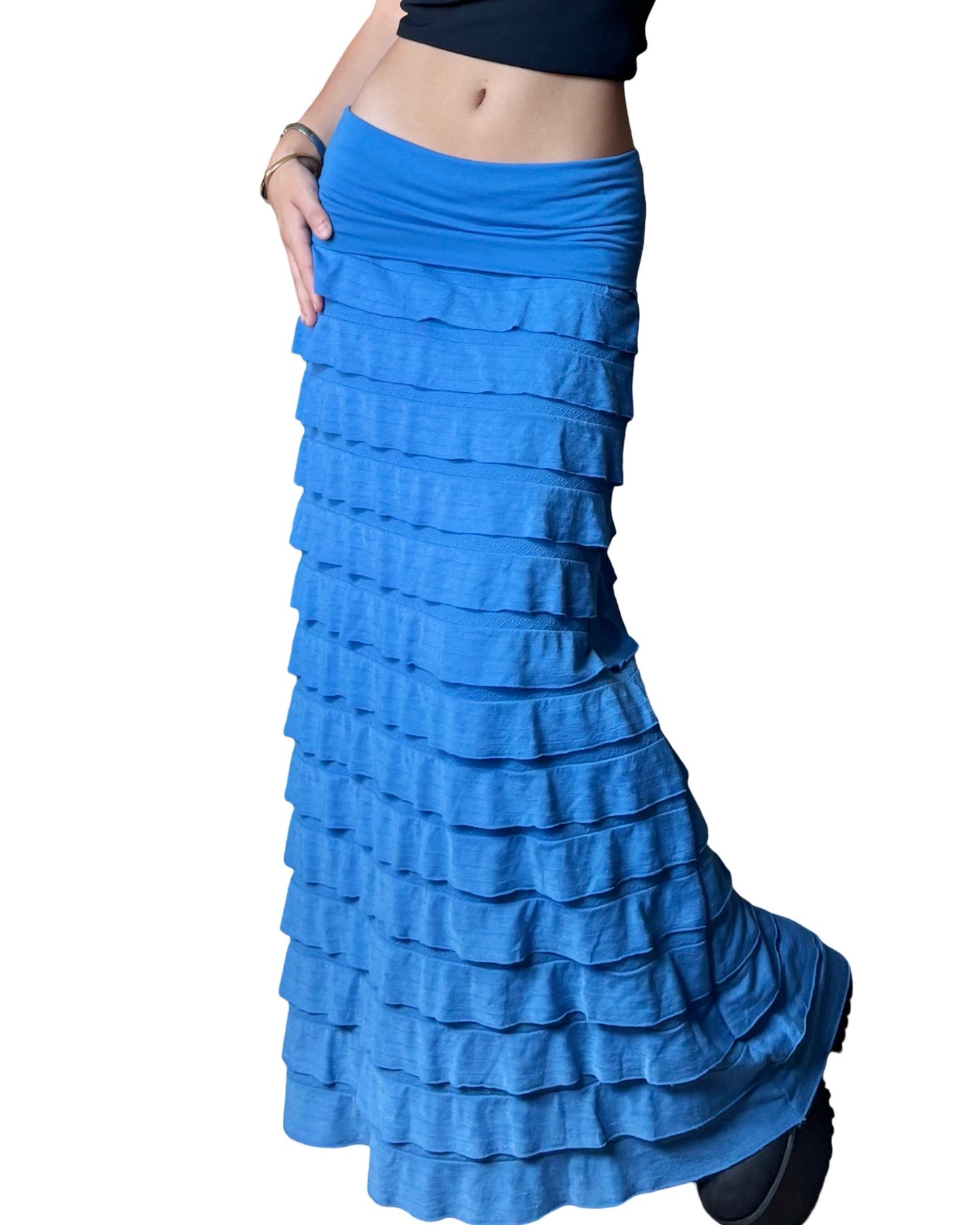 Blue 00’s Ruffle Maxi Skirt | 29” waist