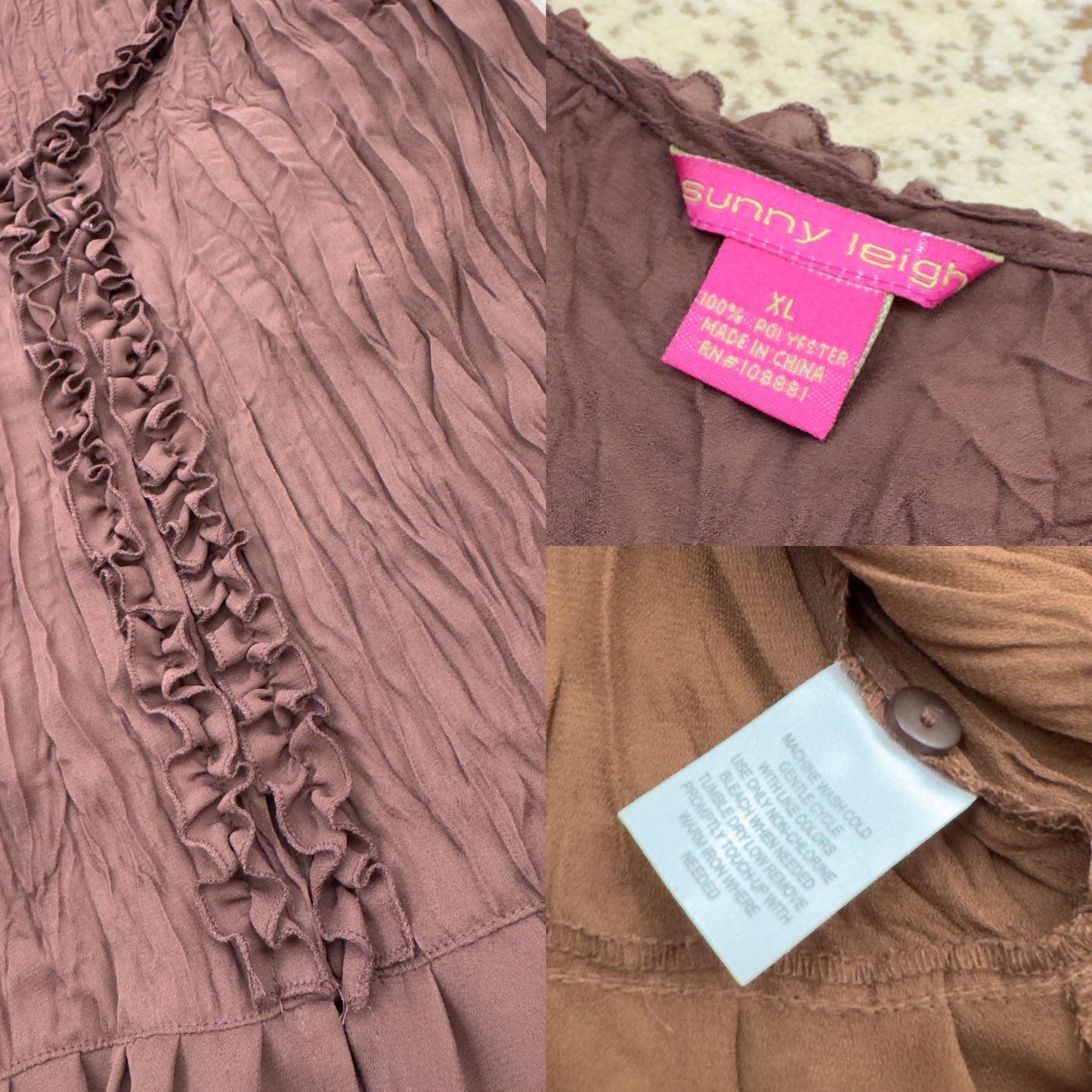 Brown Ruffle Blouse | Size L