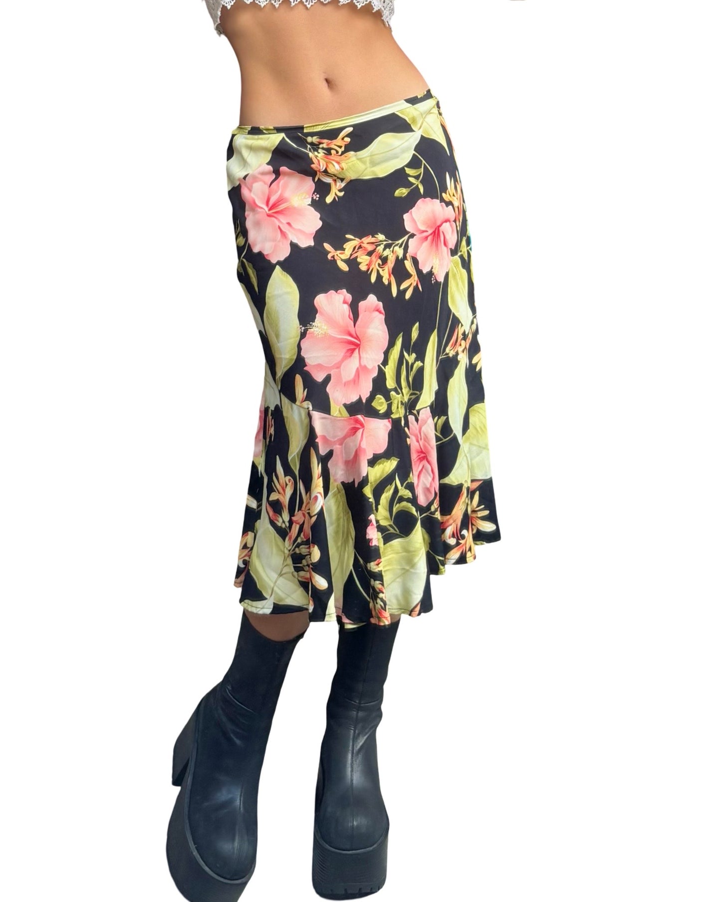 Floral 00’s Midi Skirt | Size 29” waist