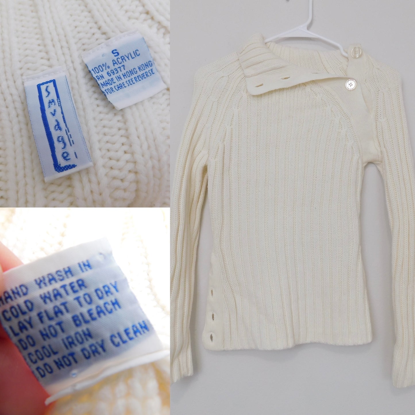 Vintage Asymmetric Button Sweater | Size XS